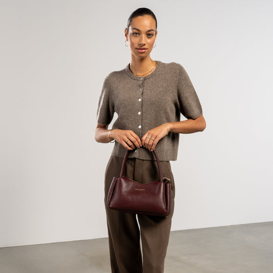 Honoré Eve Burgundy Calfskin Leather handbag - - Isabel Bernard