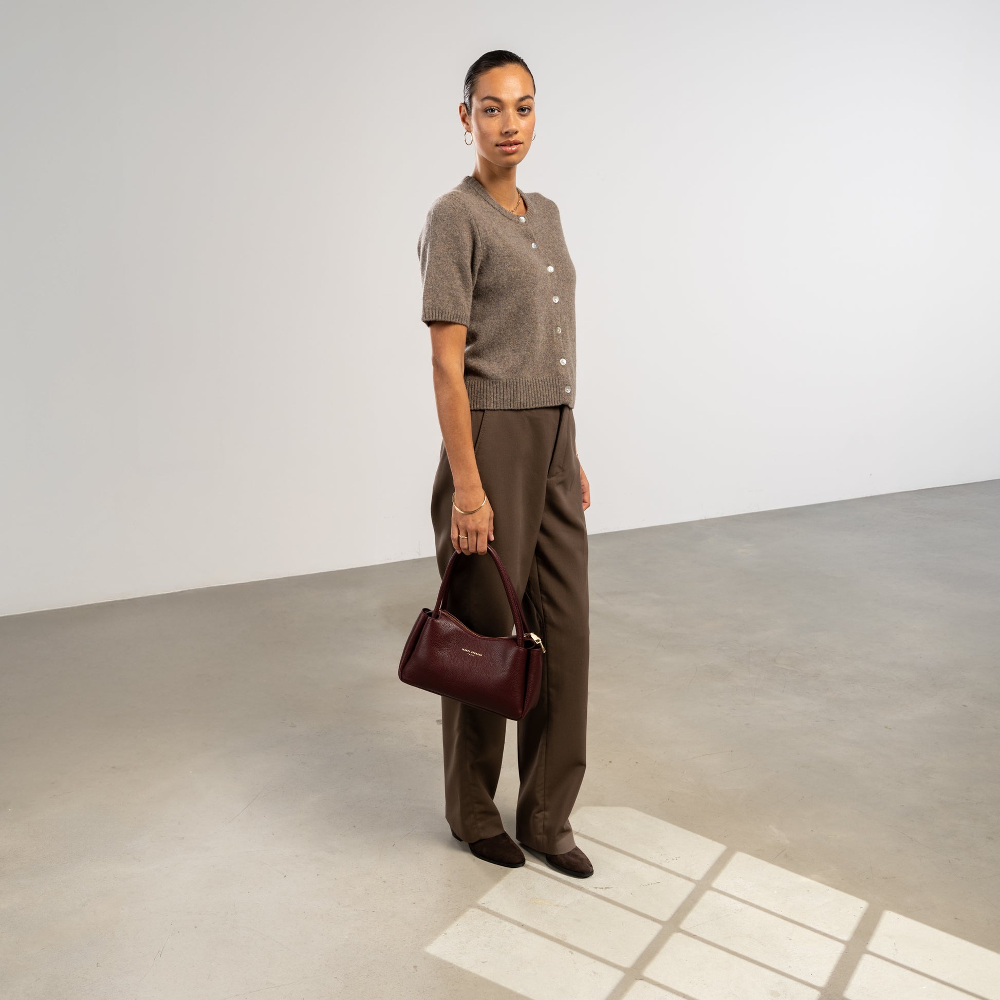 Honoré Eve Burgundy Calfskin Leather handbag - - Isabel Bernard