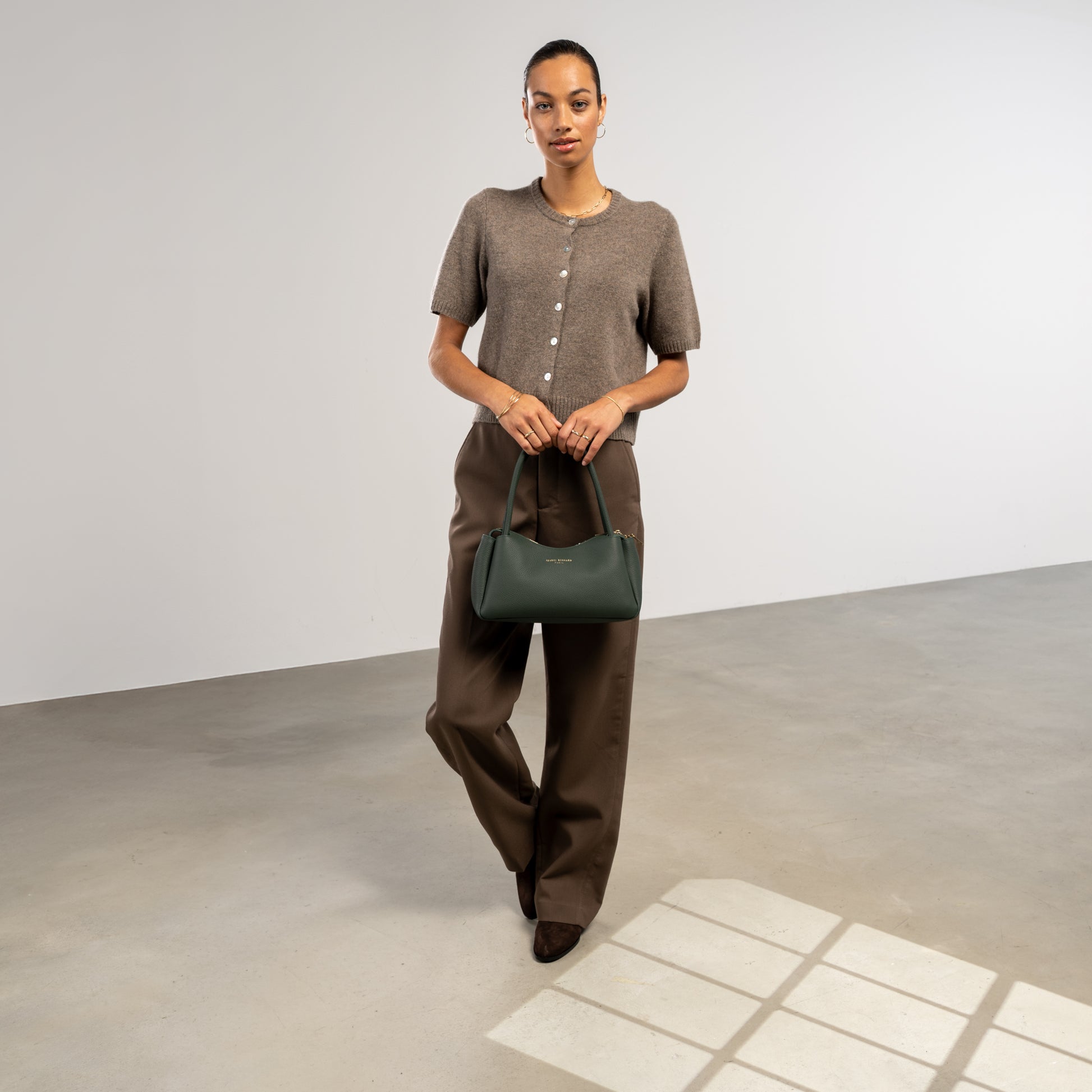 Honoré Eve Dark Green Calfskin Leather handbag - - Isabel Bernard