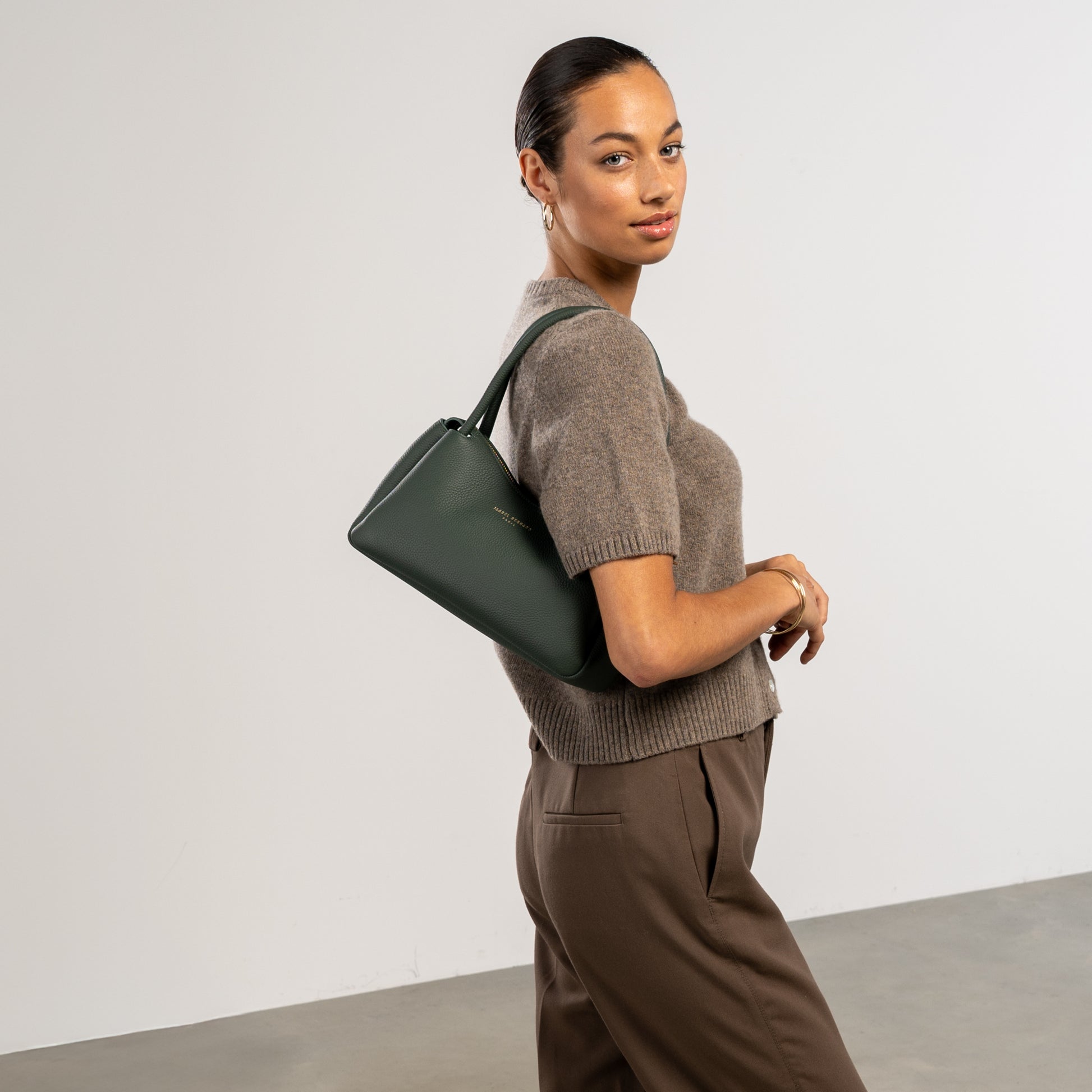 Honoré Eve Dark Green Calfskin Leather handbag - - Isabel Bernard