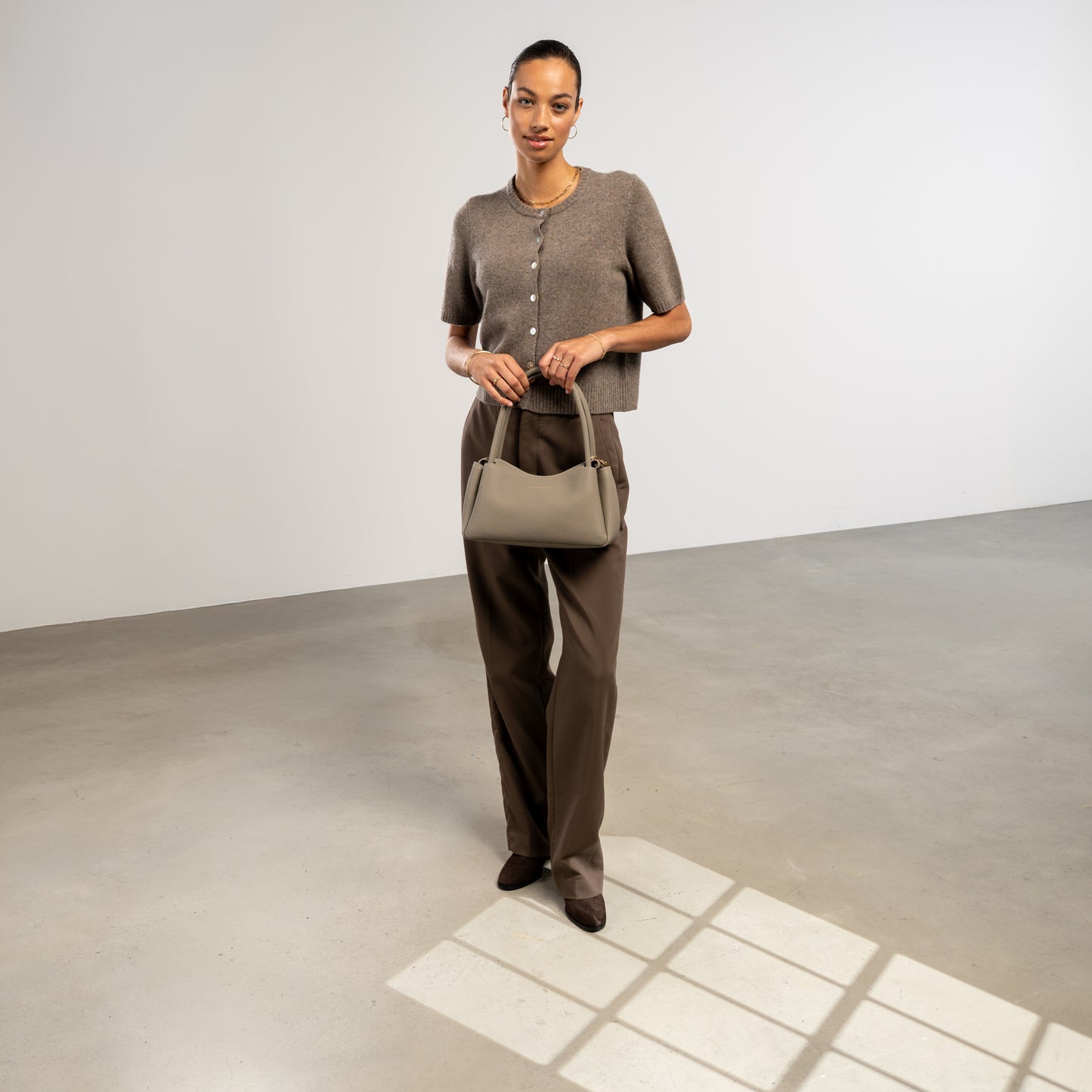 Honoré Eve Taupe Calfskin Leather handbag - - Isabel Bernard