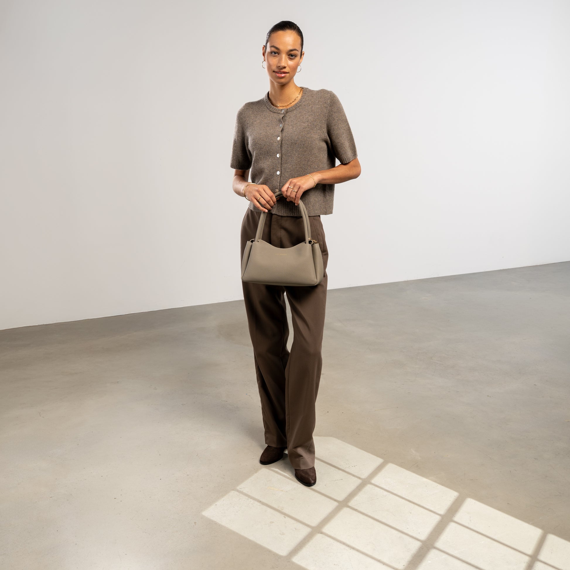 Honoré Eve Taupe Calfskin Leather handbag - - Isabel Bernard