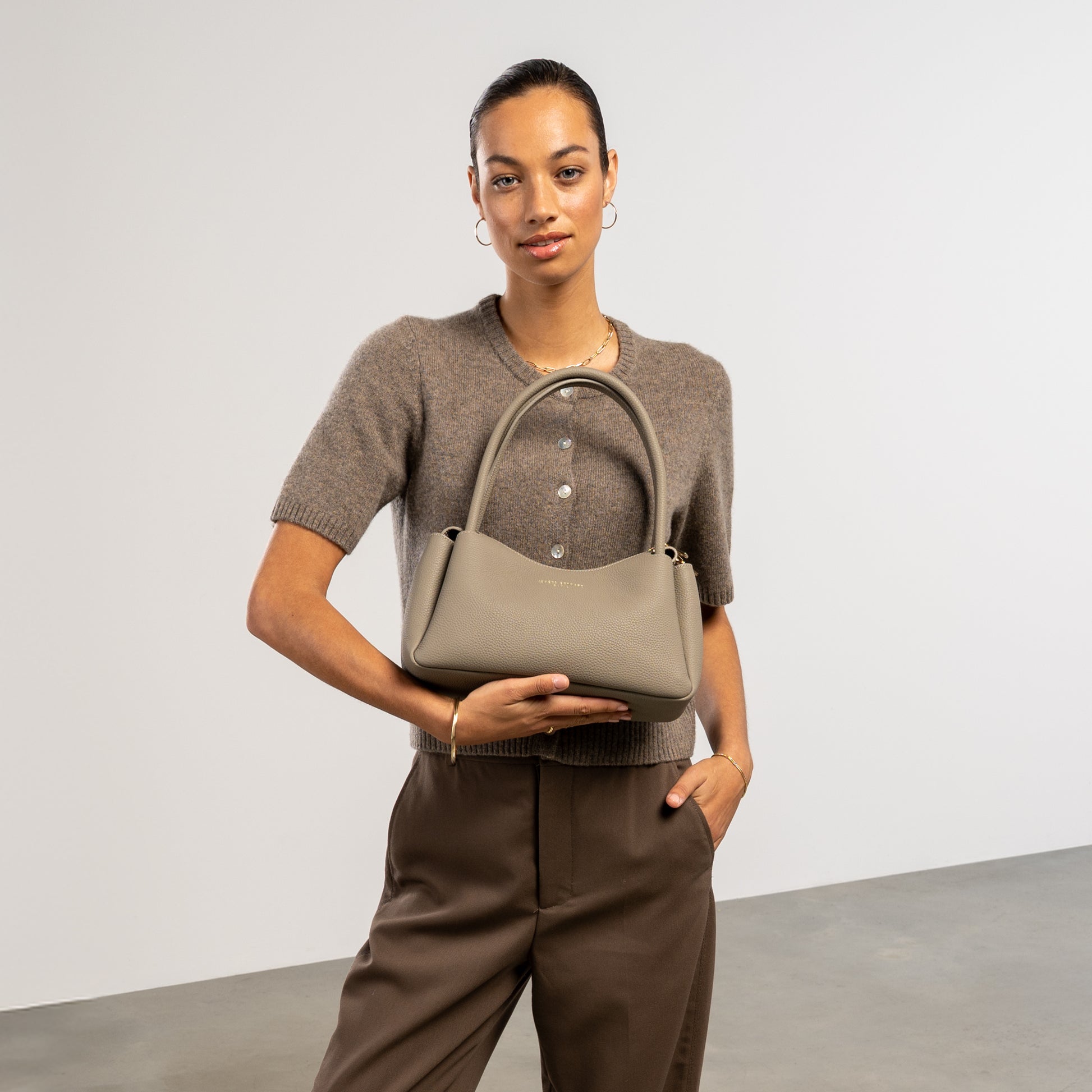 Honoré Eve Taupe Calfskin Leather handbag - - Isabel Bernard