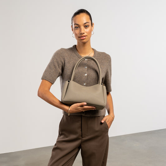 Honoré Eve Taupe Calfskin Leather handbag - - Isabel Bernard