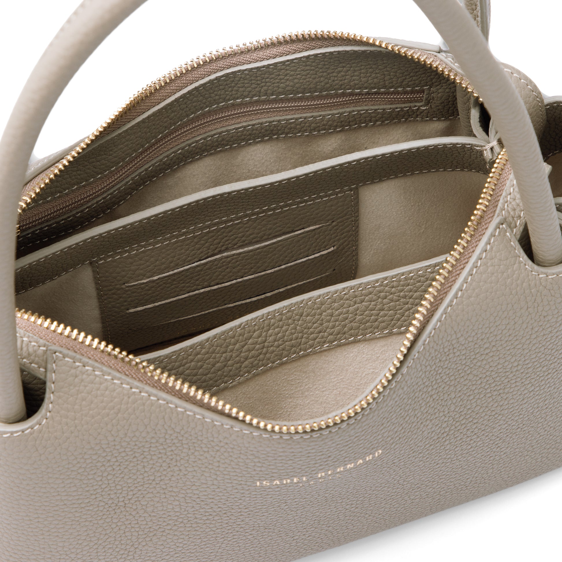 Honoré Eve Taupe Calfskin Leather handbag - - Isabel Bernard