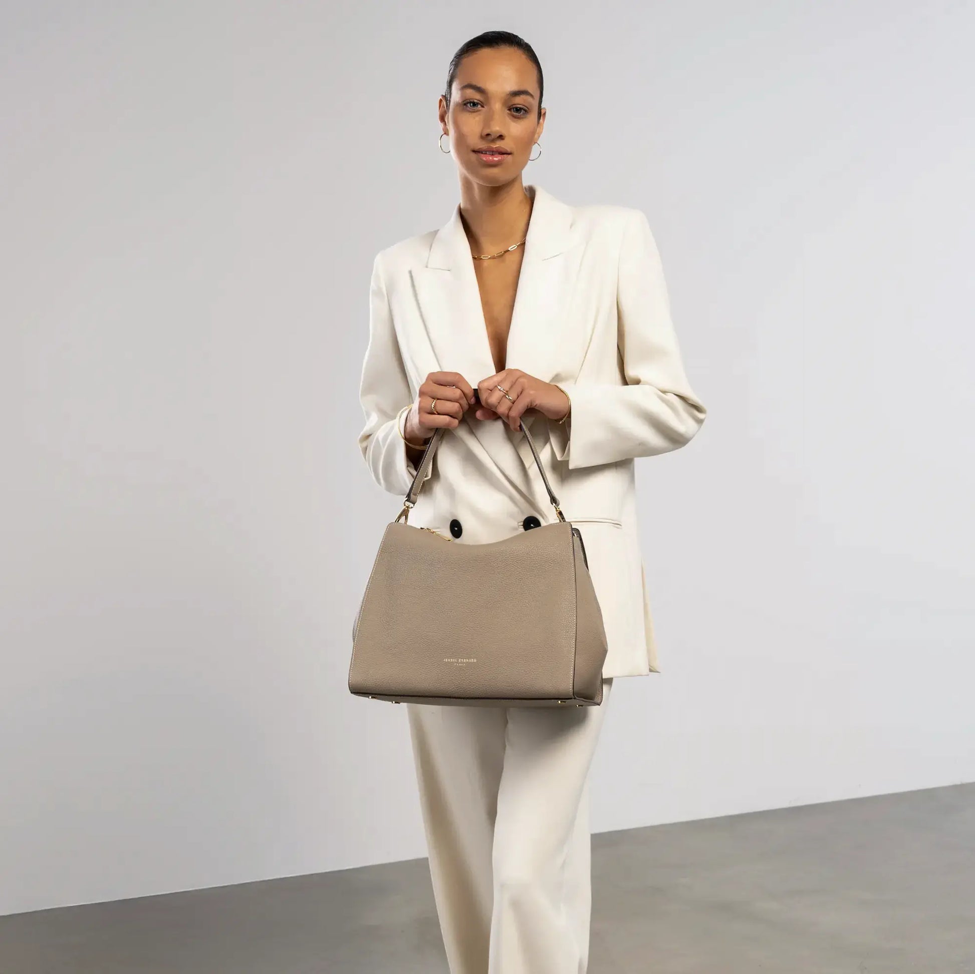 Honoré Emma Taupe Shoulder Bag - - Isabel Bernard
