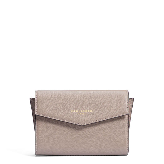 Honoré Lina Taupe Clutch With Detachable Shoulder Chain - - Isabel Bernard