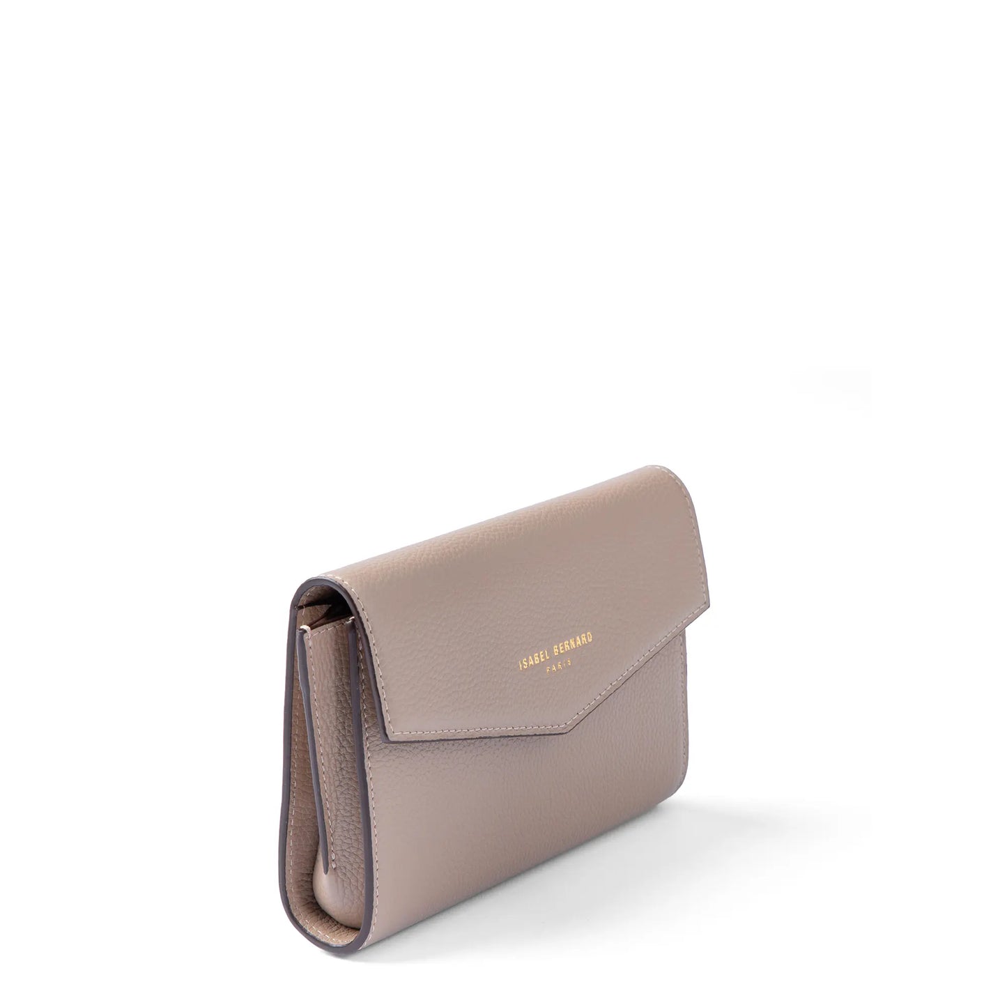 Honoré Lina Taupe Clutch With Detachable Shoulder Chain - - Isabel Bernard