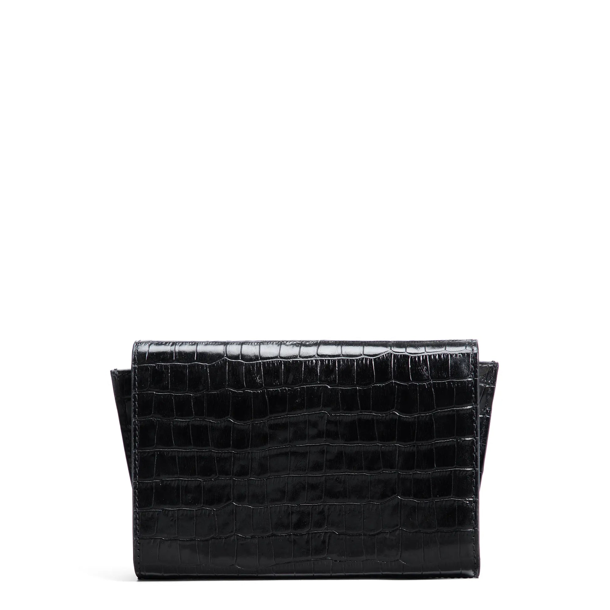Honoré Lina Croco Black Clutch With Detachable Shoulder Chain - - Isabel Bernard