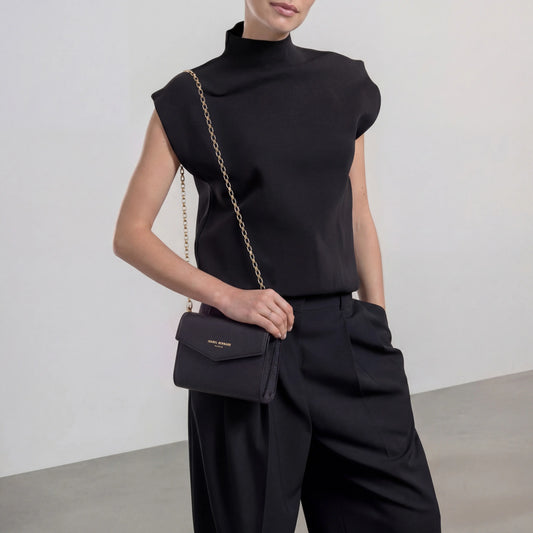 Honoré Lina Black Clutch With Detachable Shoulder Chain - - Isabel Bernard