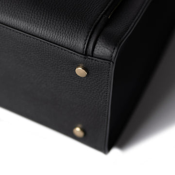 Honoré Nadine black calfskin leather handbag with 13 inch laptop pocket - - Isabel Bernard