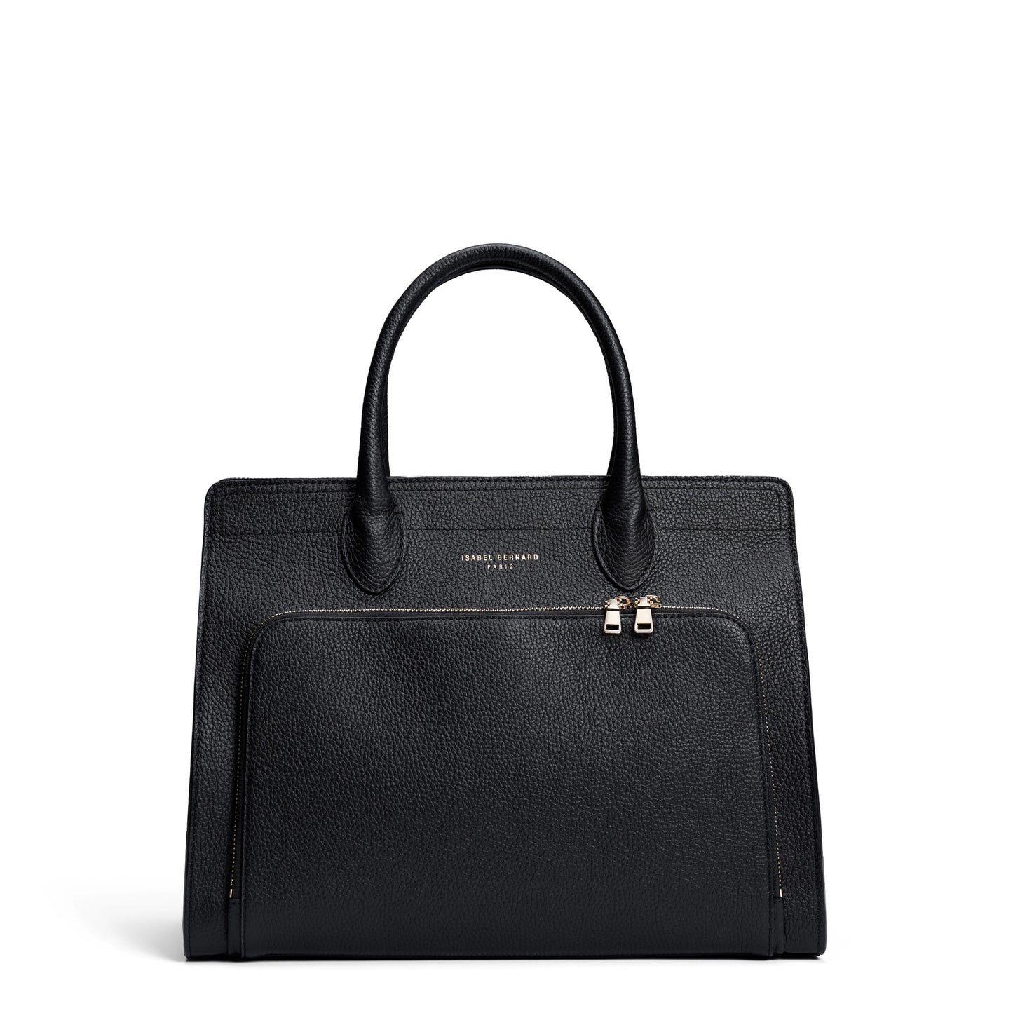 Honoré Nadine black calfskin leather handbag with 13 inch laptop pocket - - Isabel Bernard