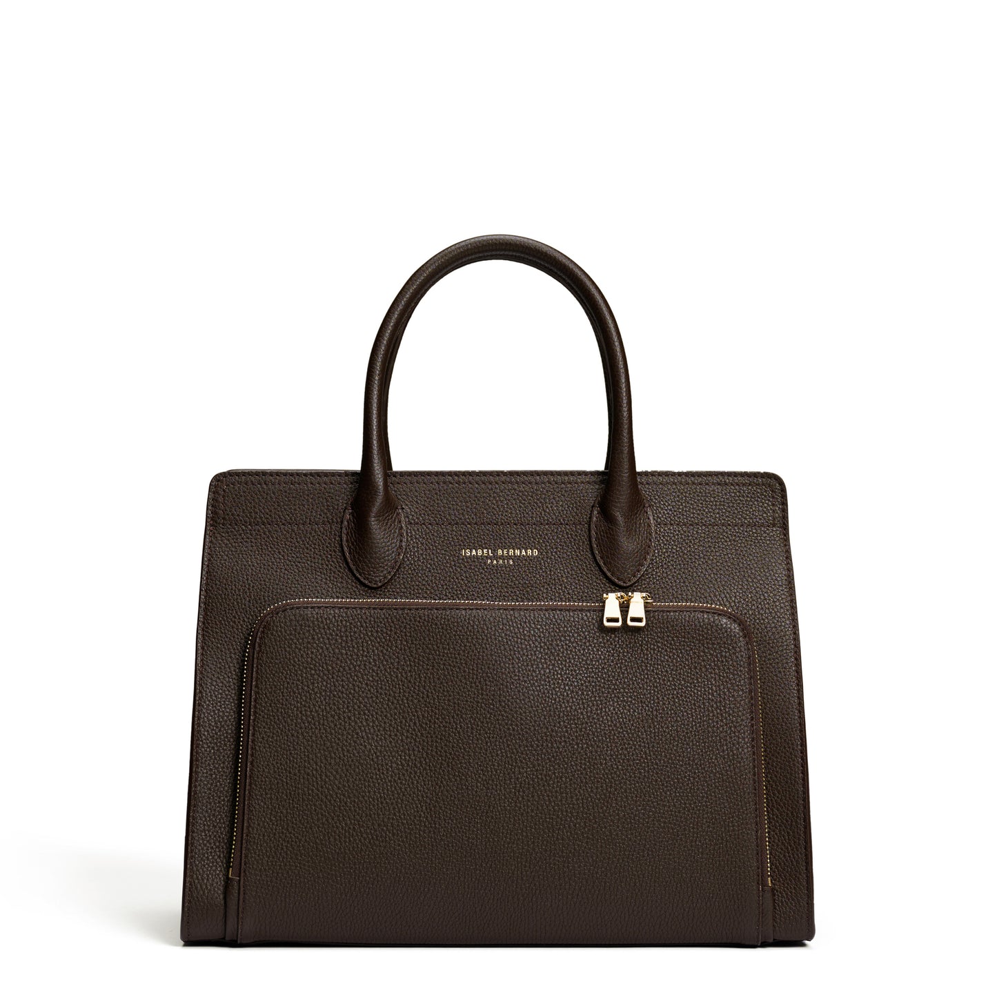 Honoré Nadine brown calfskin leather handbag with 13 inch laptop pocket - - Isabel Bernard