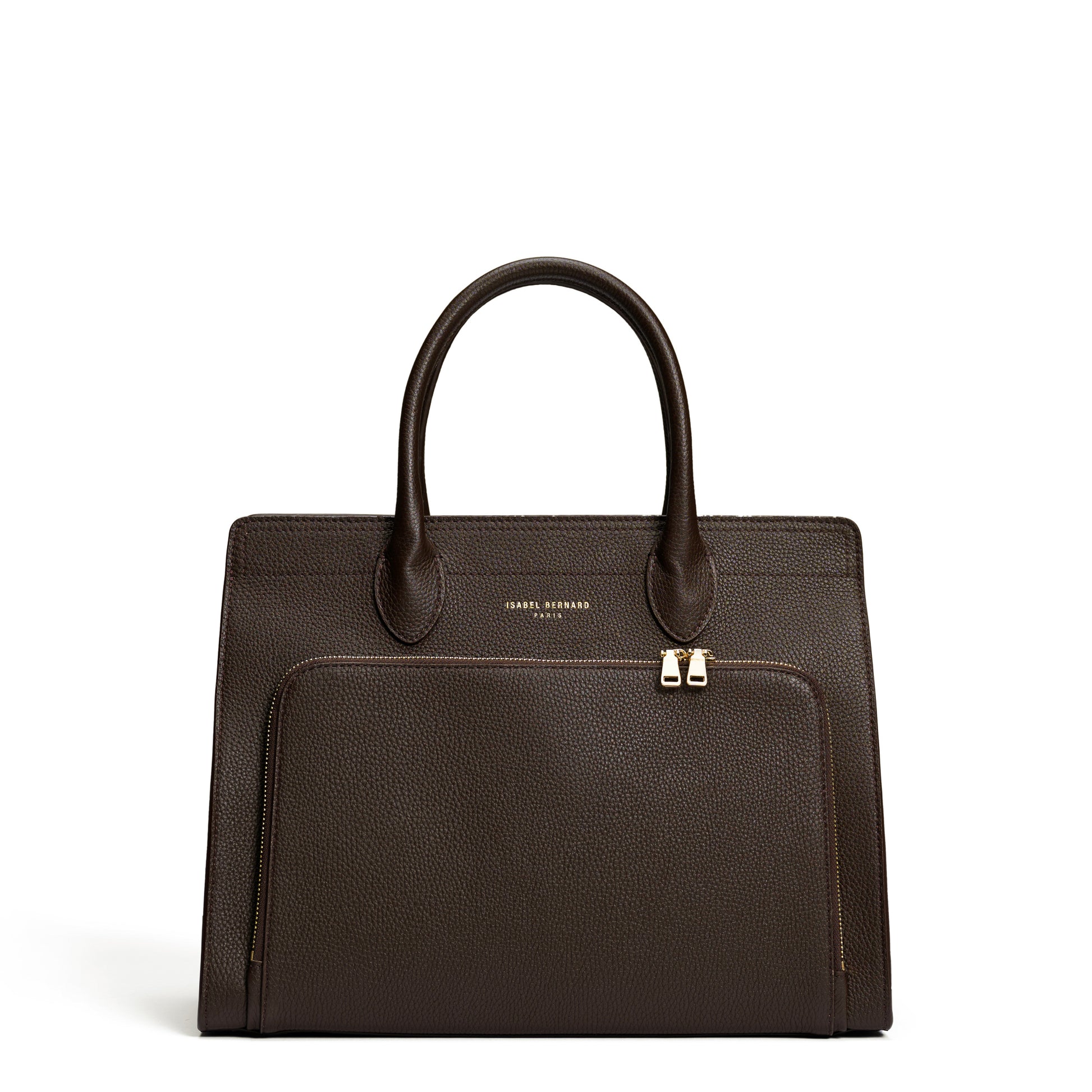 Honoré Nadine brown calfskin leather handbag with 13 inch laptop pocket - - Isabel Bernard