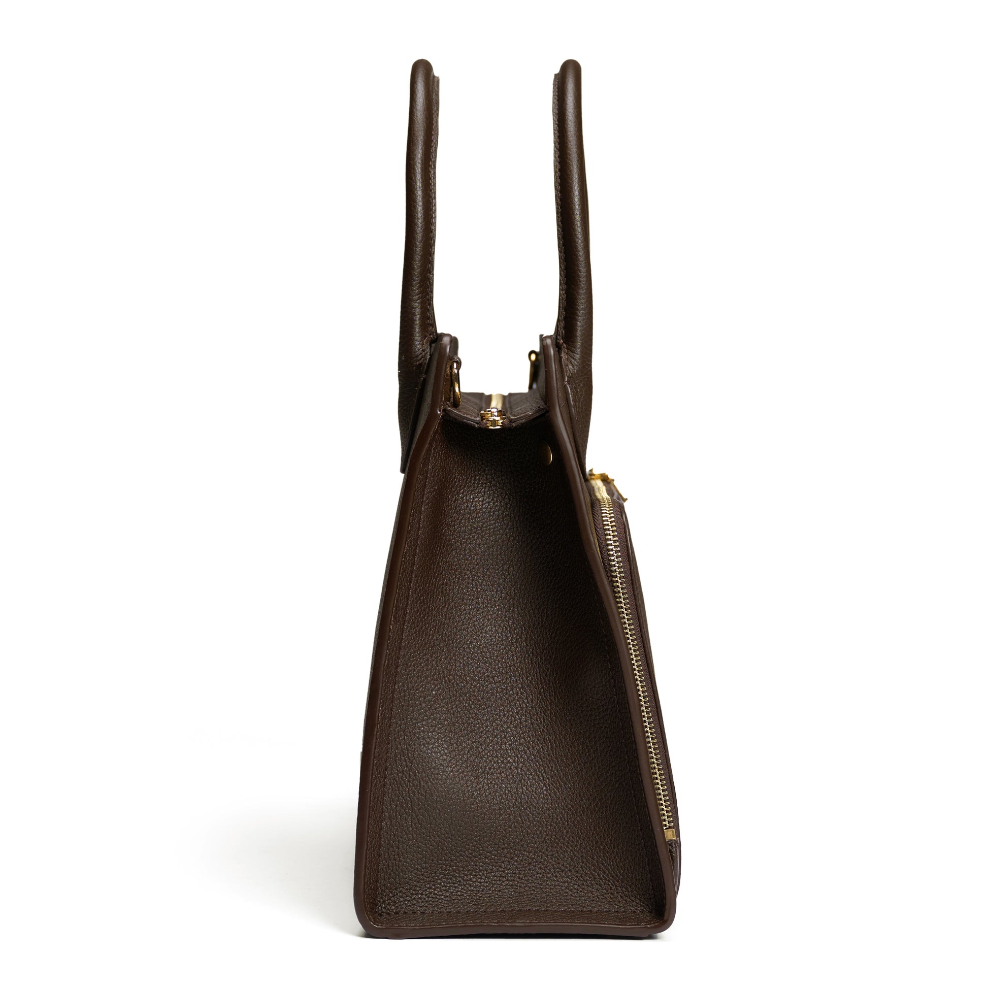 Honoré Nadine brown calfskin leather handbag with 13 inch laptop pocket - - Isabel Bernard