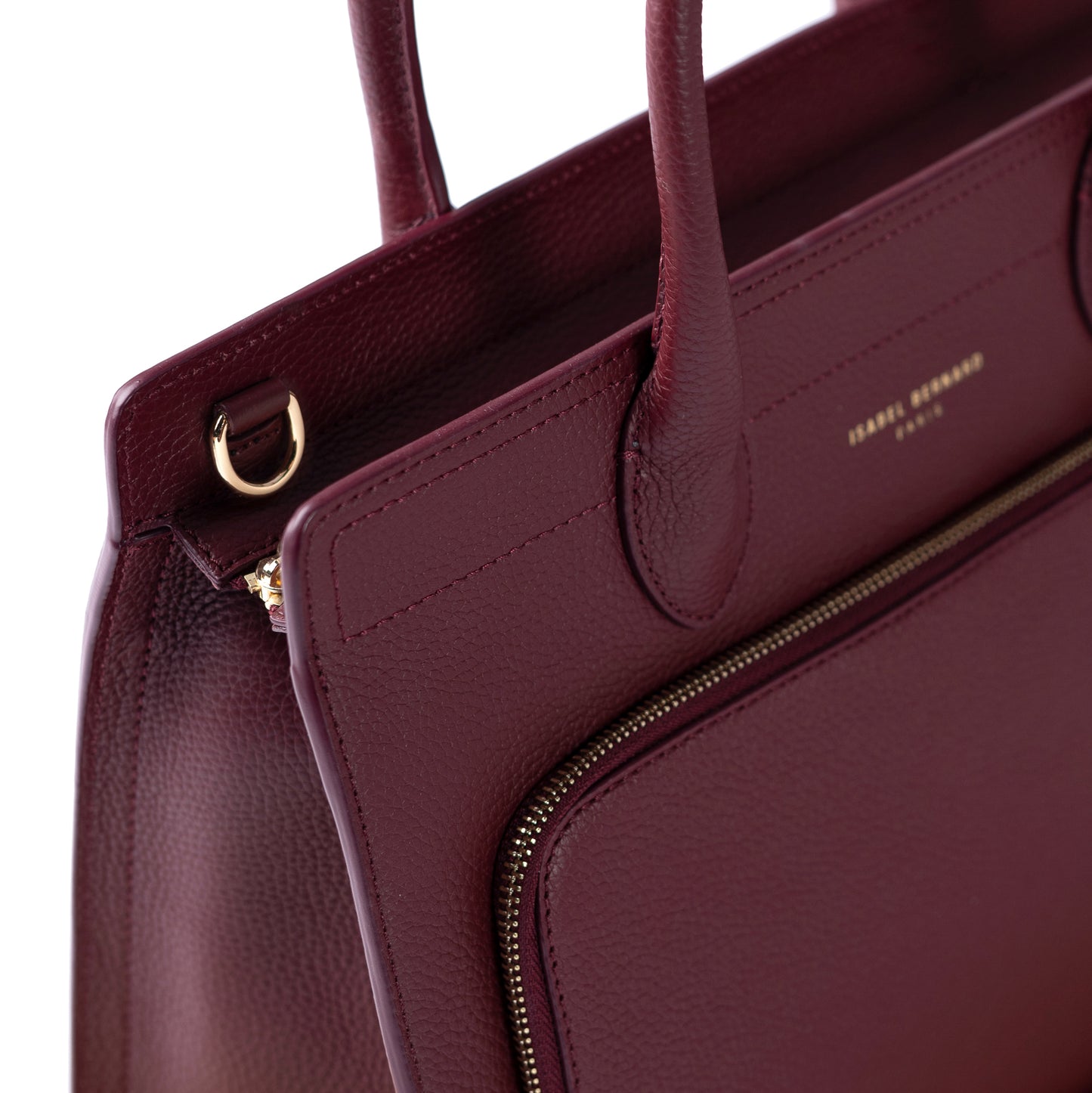 Honoré Nadine bordeaux red calfskin leather handbag with 13 inch laptop pocket - - Isabel Bernard