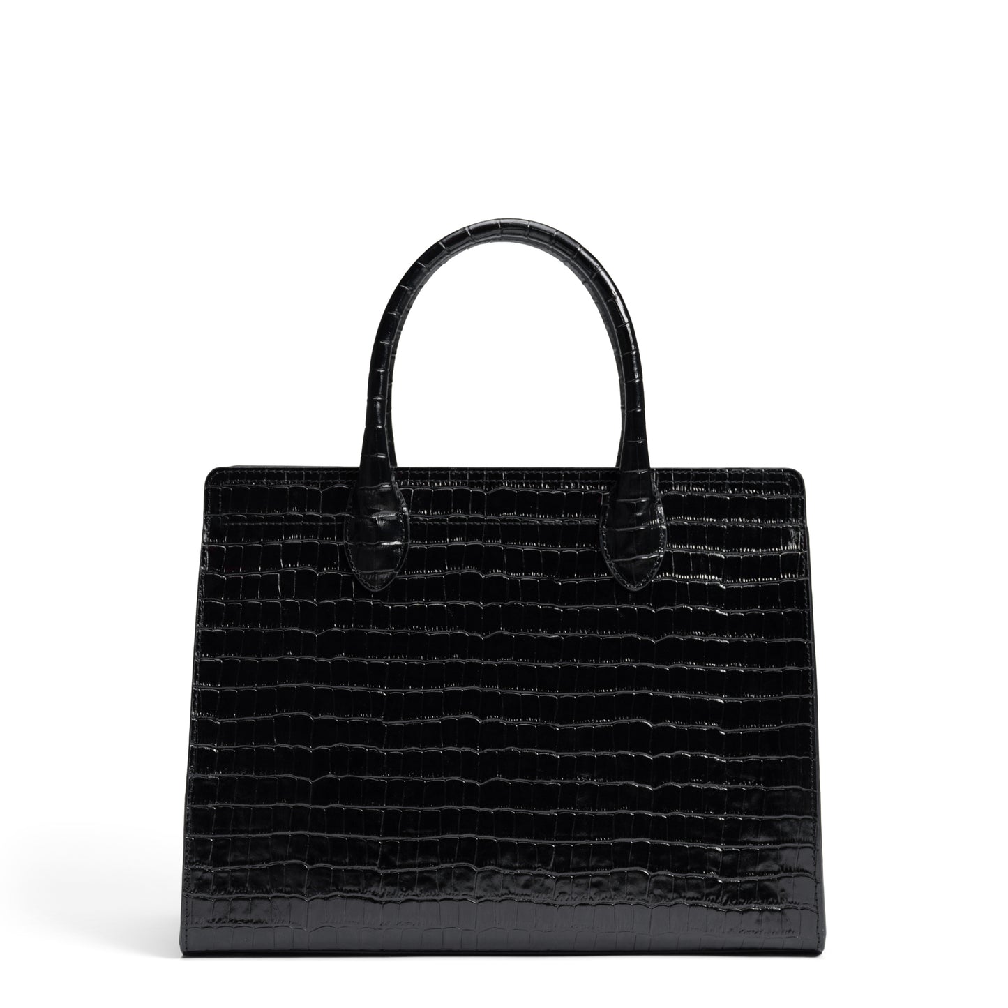 Honoré Nadine croco black leather handbag with 13 inch laptop pocket - - Isabel Bernard