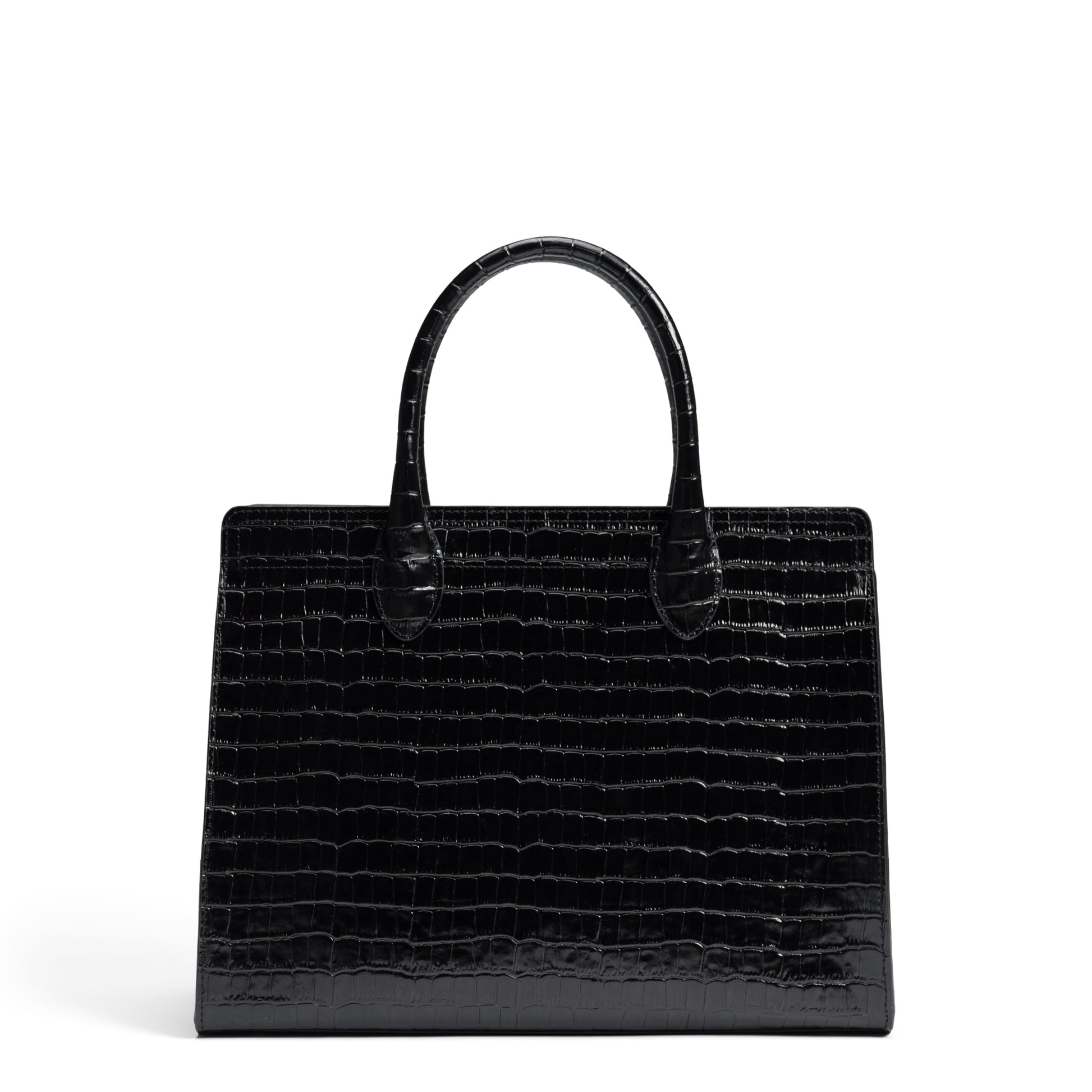 Honoré Nadine croco black leather handbag with 13 inch laptop pocket - - Isabel Bernard