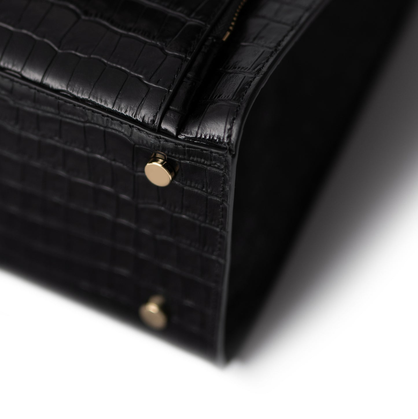 Honoré Nadine croco black leather handbag with 13 inch laptop pocket - - Isabel Bernard