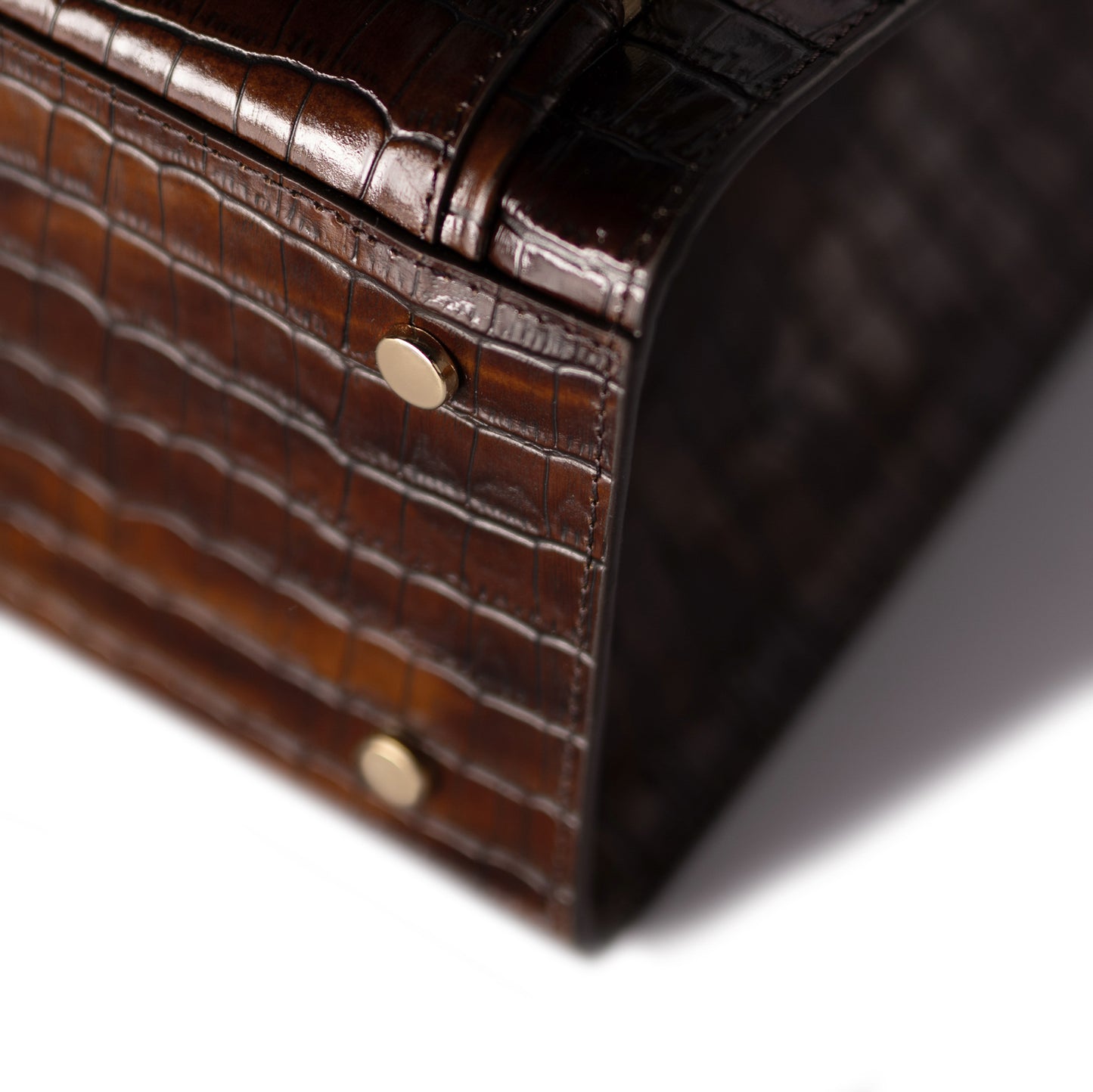 Honoré Nadine croco brown leather handbag with 13 inch laptop pocket - - Isabel Bernard