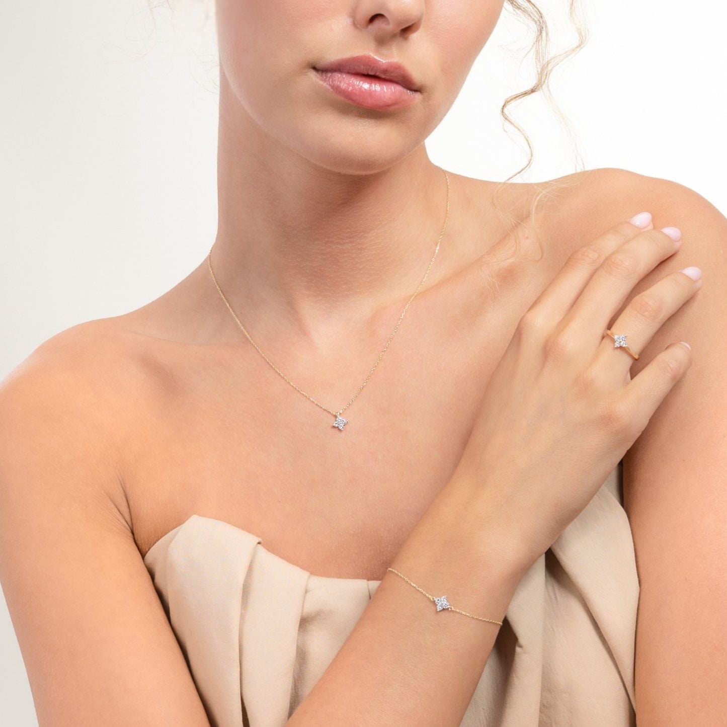 Le Marais Audrey 14 Karat Gold Bracelet With Zirconia Stones - - Isabel Bernard