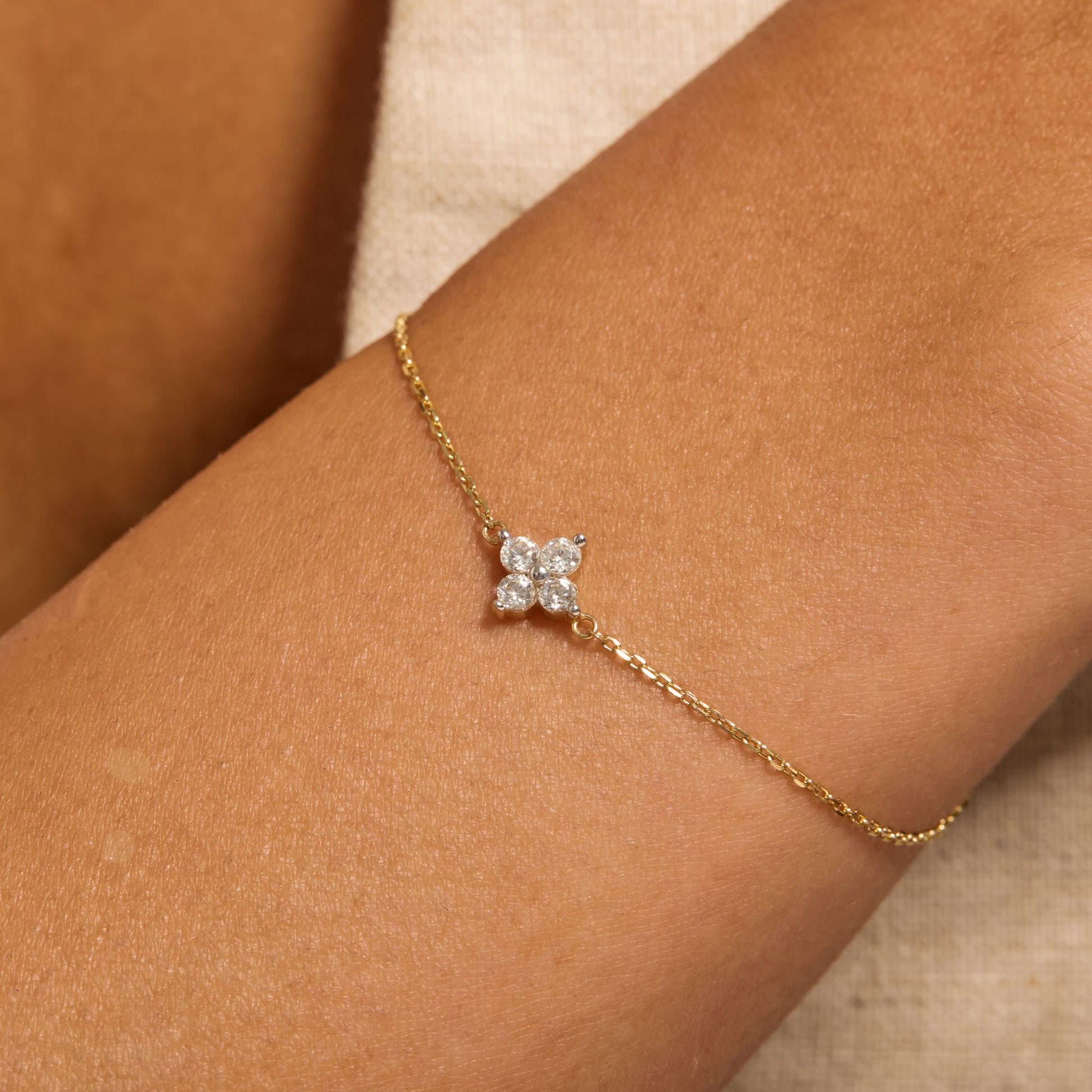 Le Marais Audrey 14 Karat Gold Bracelet With Zirconia Stones - - Isabel Bernard