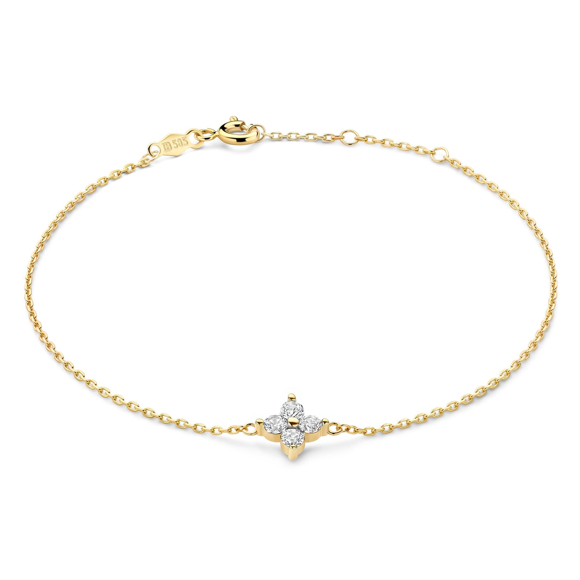Le Marais Audrey 14 Karat Gold Bracelet With Zirconia Stones - - Isabel Bernard
