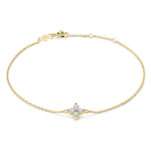 Le Marais Audrey 14 Karat Gold Bracelet With Zirconia Stones - - Isabel Bernard