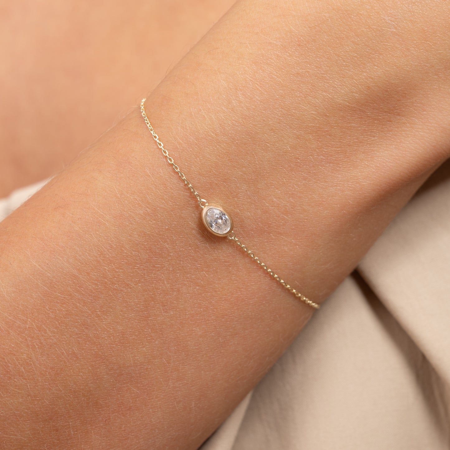 Le Marais Sophie 14 Karat Gold Bracelet With Zirconia Stone - - Isabel Bernard