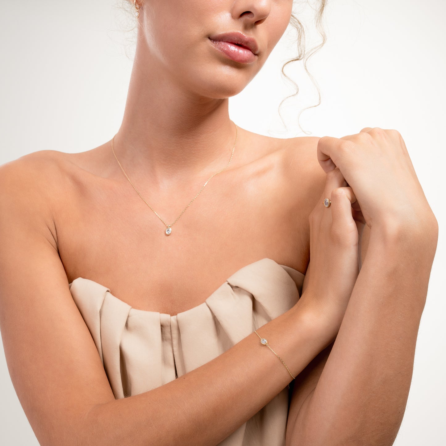 Cadeau d'Isabel 14 karat gold necklace and bracelet set with zirconia stones - - Isabel Bernard