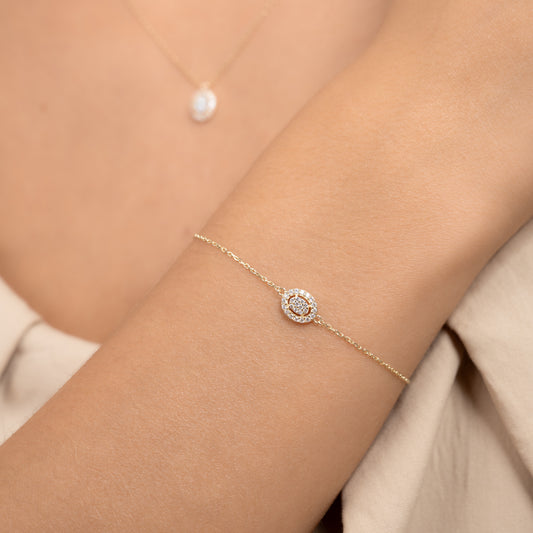 Le Marais Anne 14 Karat Gold Bracelet With Zirconia Stones - - Isabel Bernard