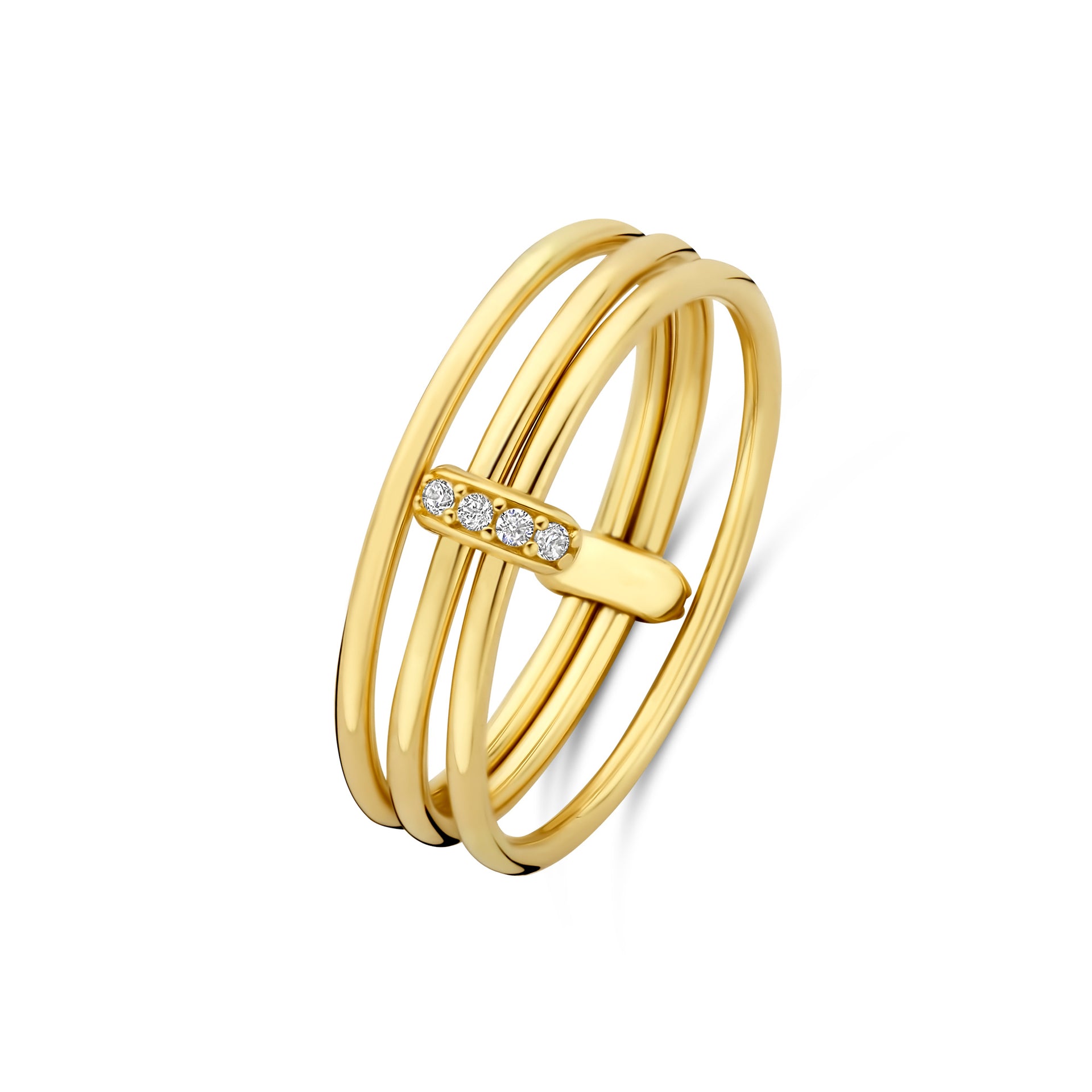 Cour d'Honneur Adora 14 karaat gouden 3-delige multi ring met zirkonia