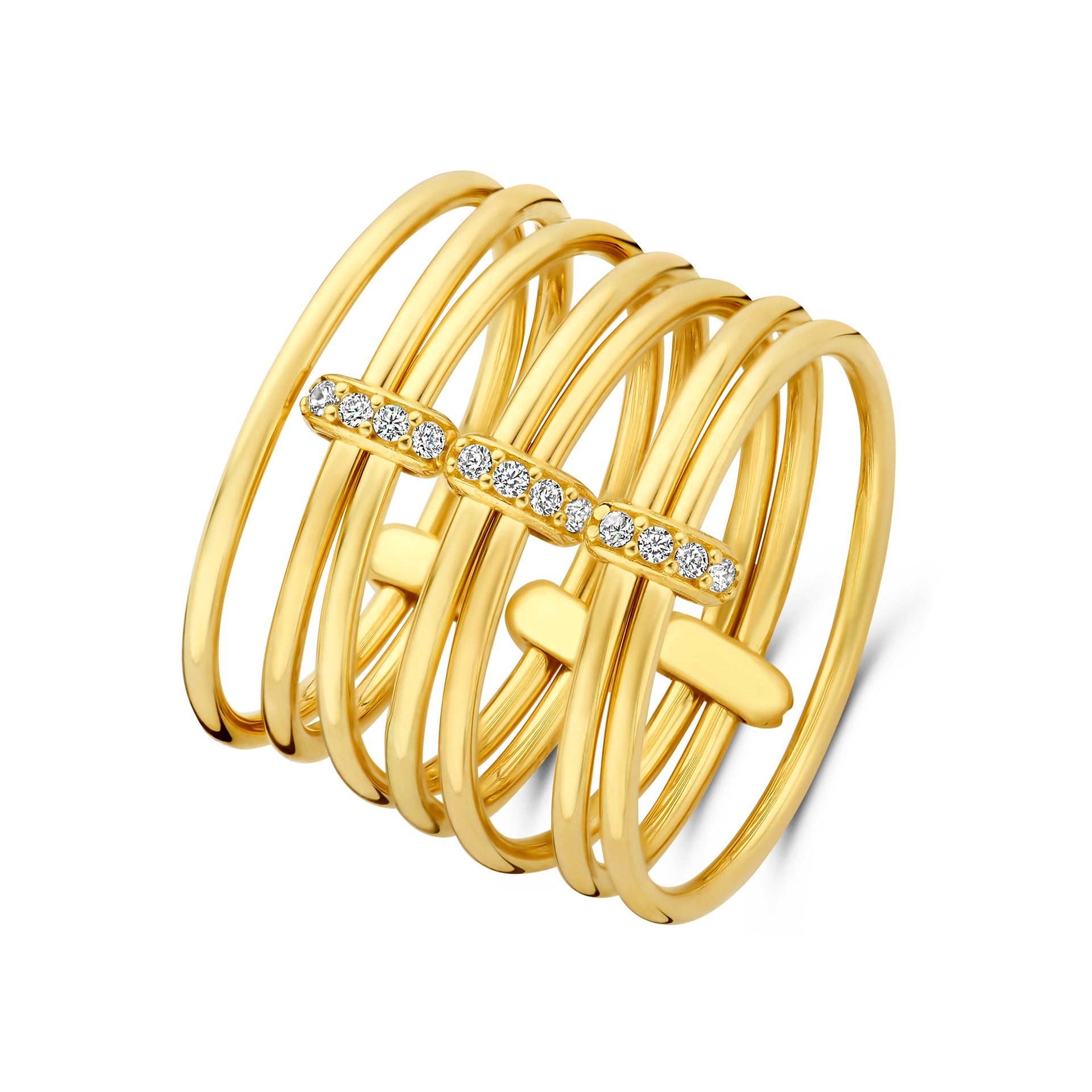 Cour d'Honneur Adora 14 karaat gouden 7-delige multi ring met zirkonia