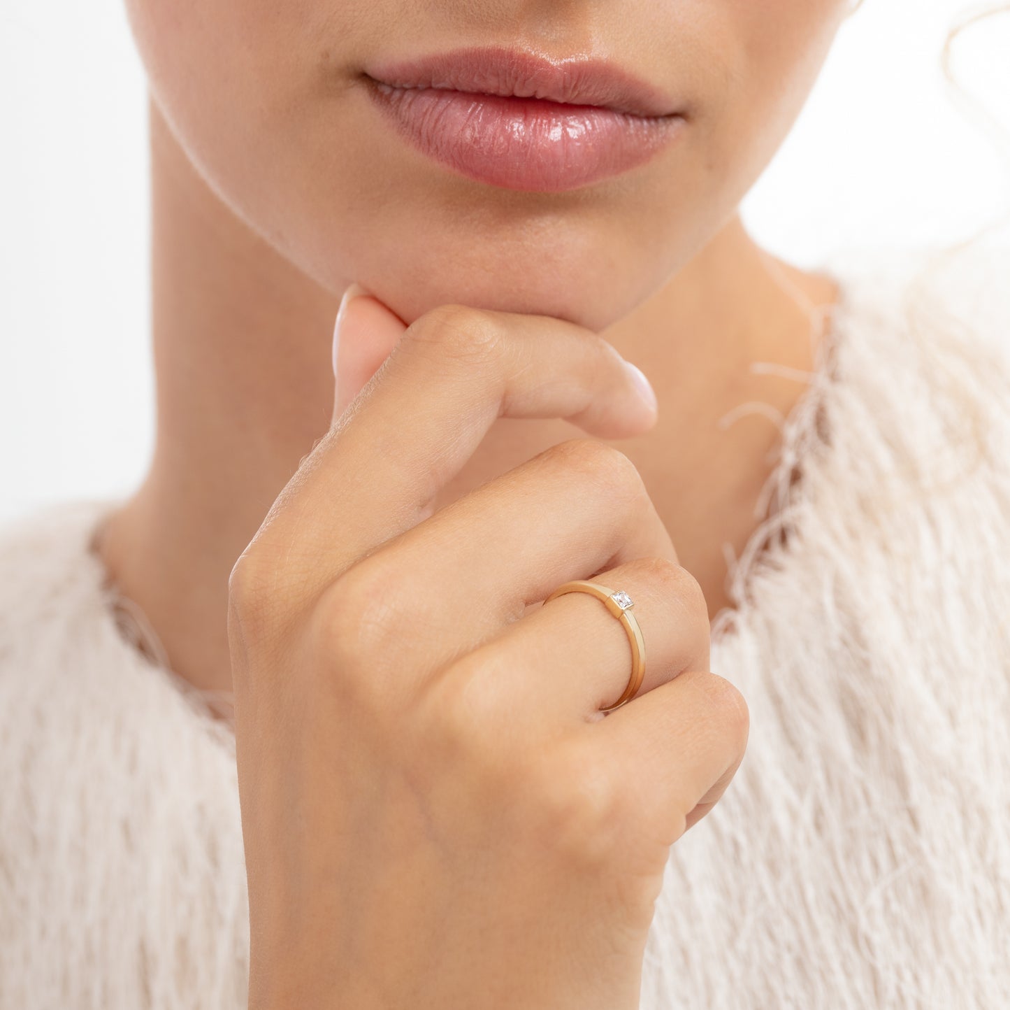 Rivoli Jodi 14 Karat Gold Stacking Ring With Zirconia Stone - - Isabel Bernard