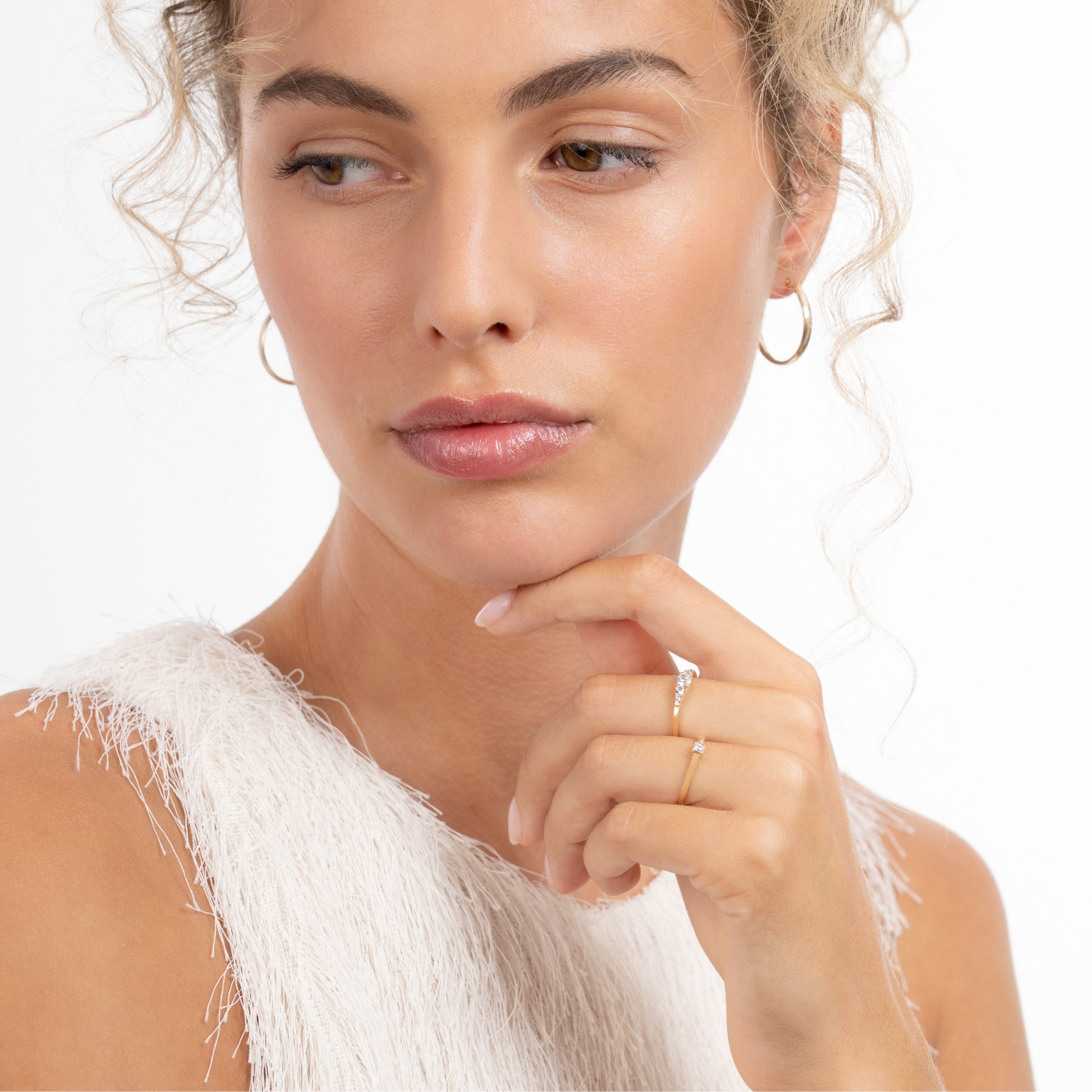 Rivoli Jodi 14 Karat Gold Stacking Ring With Zirconia Stone - - Isabel Bernard