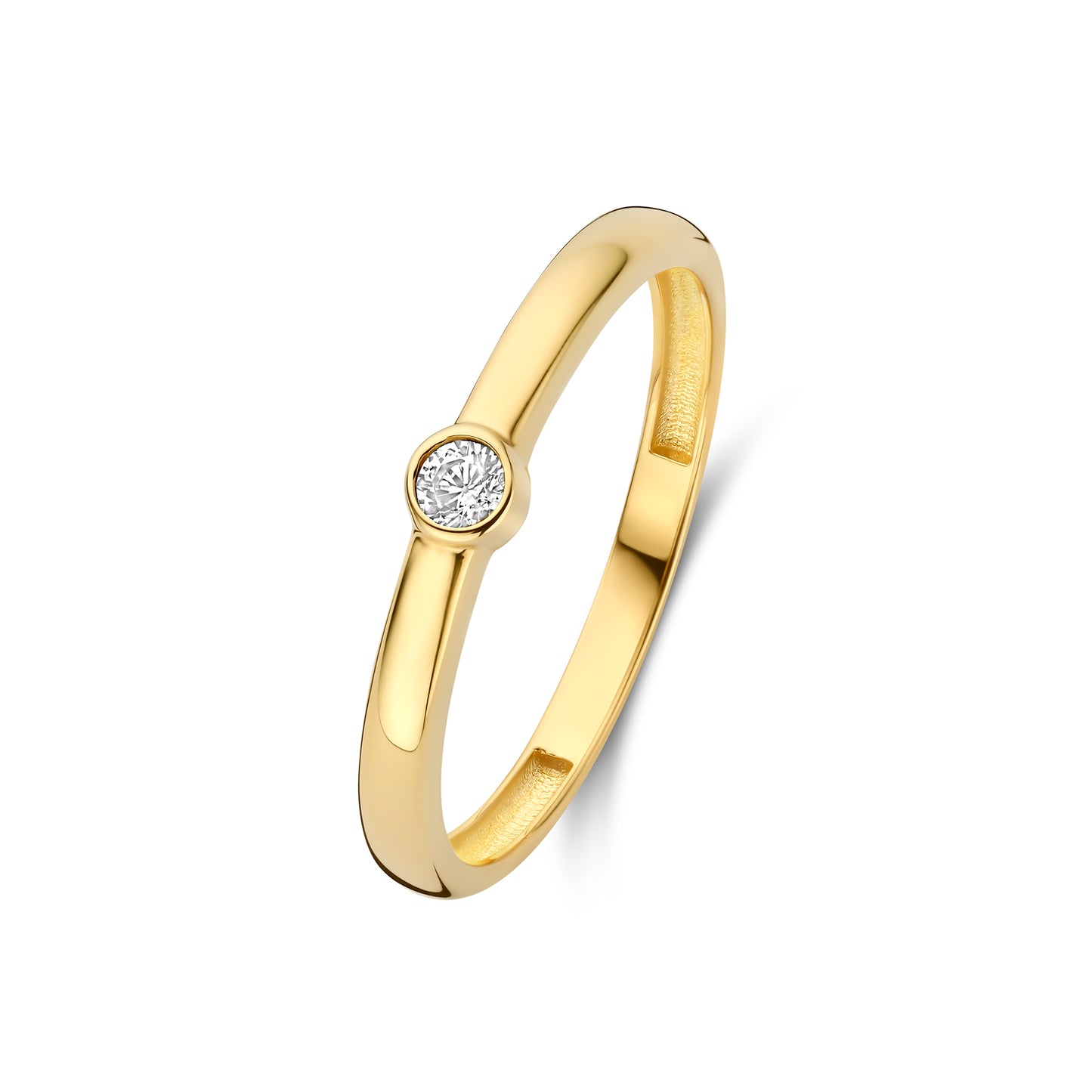Rivoli Josie 14 Karat Gold Stacking Ring With Zirconia Stone - - Isabel Bernard
