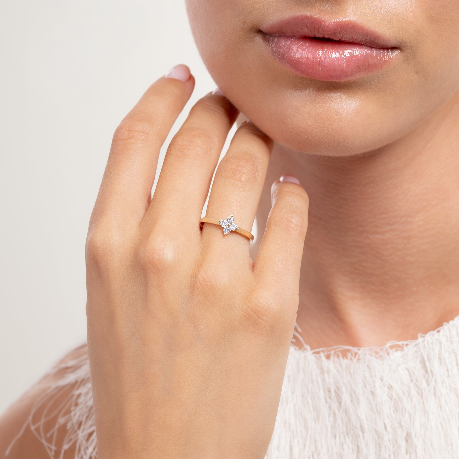 Le Marais Audrey 14 Karat Gold Ring With Zirconia Stones - - Isabel Bernard