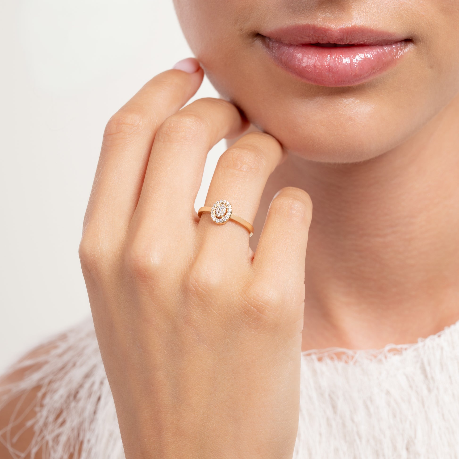 Le Marais Anne 14 Karat Gold Ring With Zirconia Stones - - Isabel Bernard