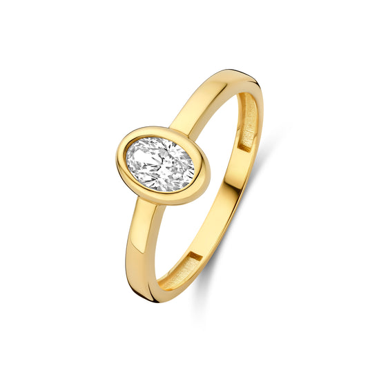 Le Marais Sophie 14 Karat Gold Ring With Zirconia Stone - - Isabel Bernard