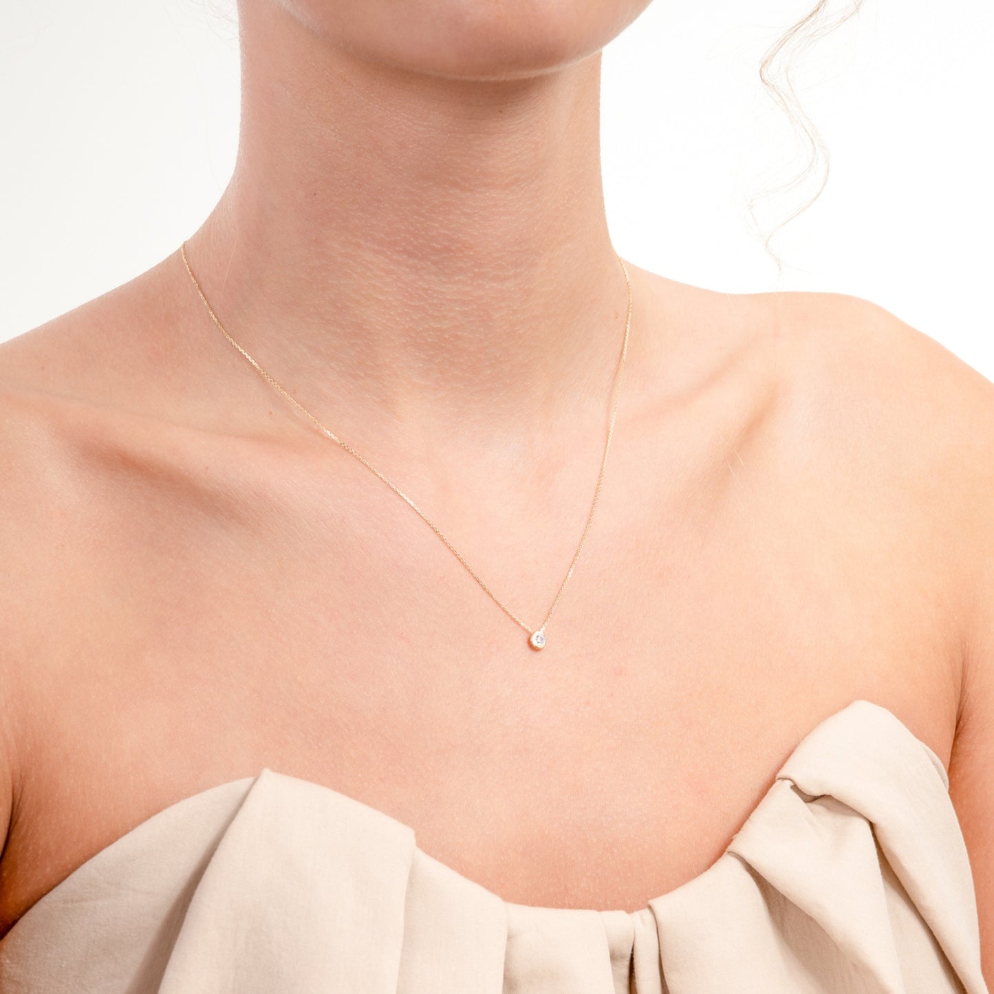 Rivoli Aélys 14 karat gold necklace with zirconia stone - - Isabel Bernard