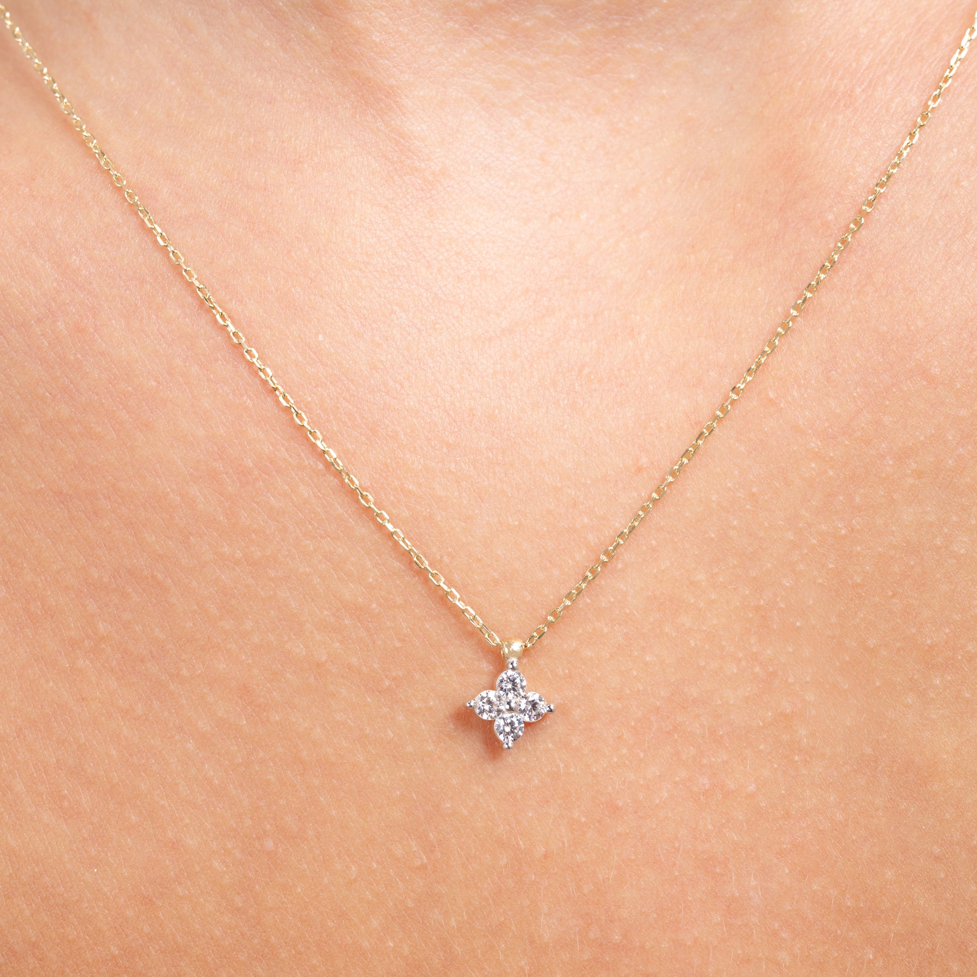 Le Marais Audrey 14 Karat Gold Necklace With Zirconia Stones - - Isabel Bernard