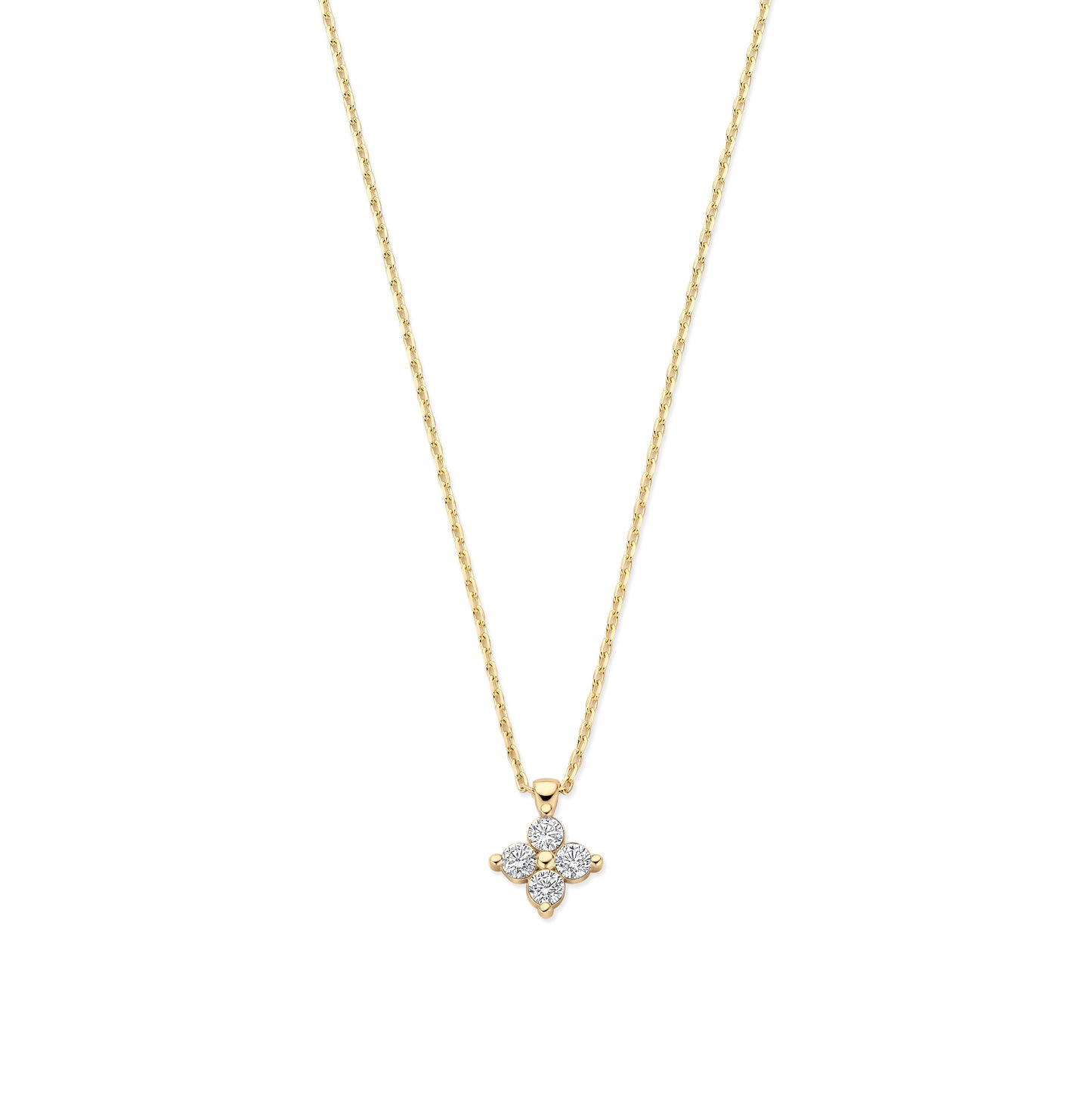 Le Marais Audrey 14 Karat Gold Necklace With Zirconia Stones - - Isabel Bernard