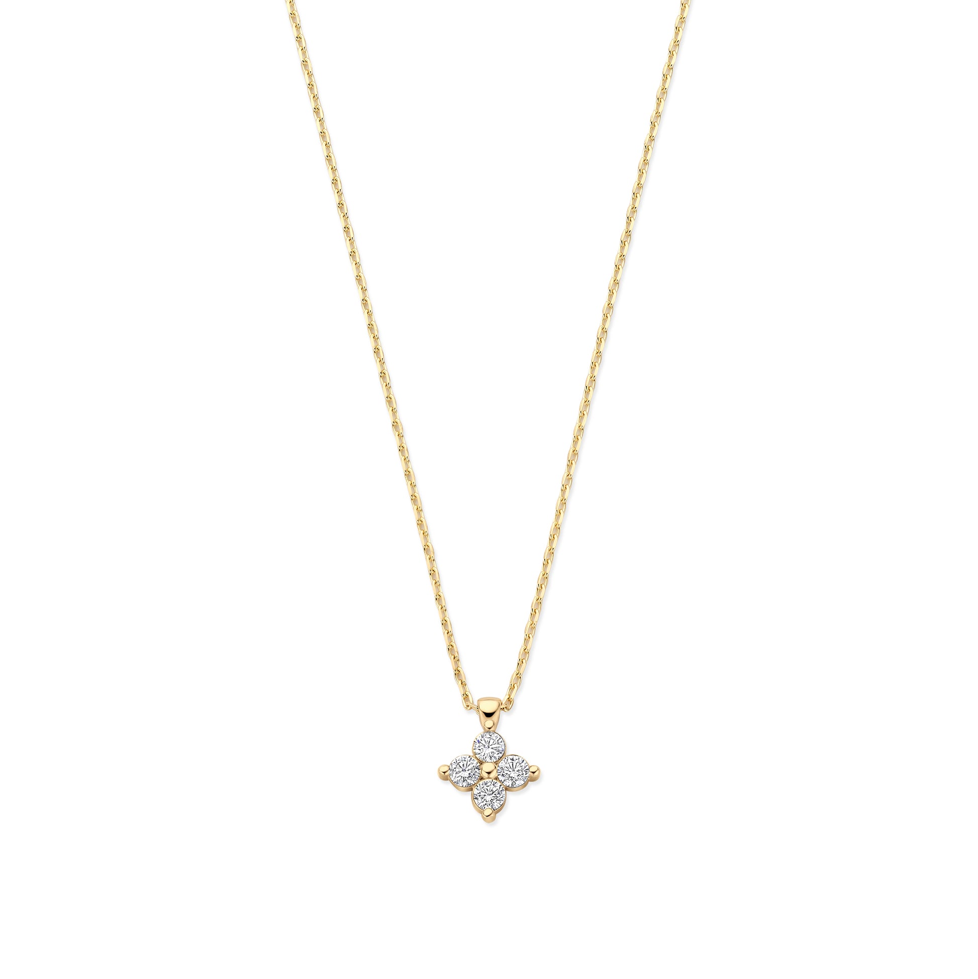 Le Marais Audrey 14 Karat Gold Necklace With Zirconia Stones - - Isabel Bernard