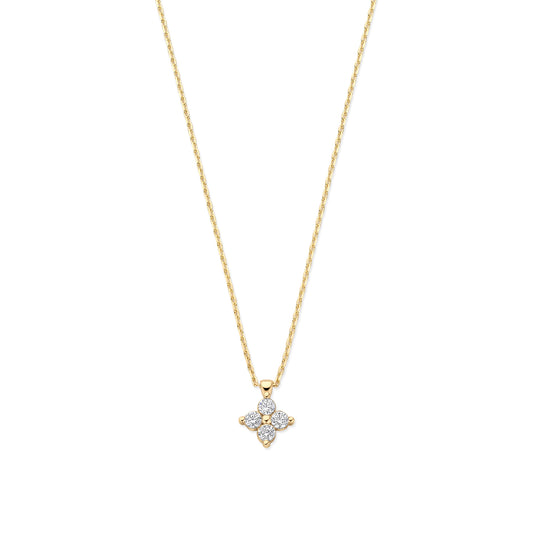 Le Marais Audrey 14 Karat Gold Necklace With Zirconia Stones - - Isabel Bernard