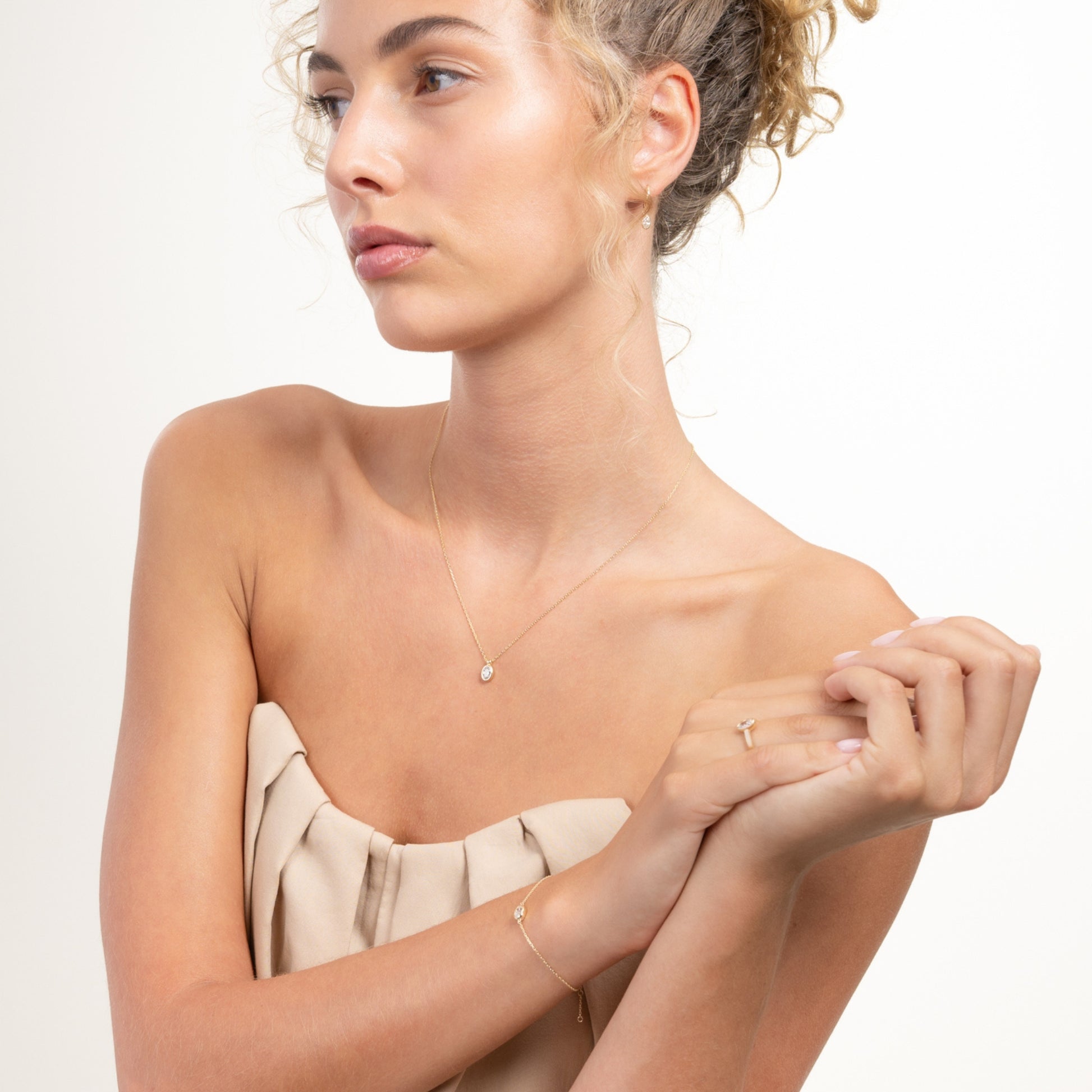 Le Marais Sophie 14 Karat Gold Necklace With Zirconia Stone - - Isabel Bernard