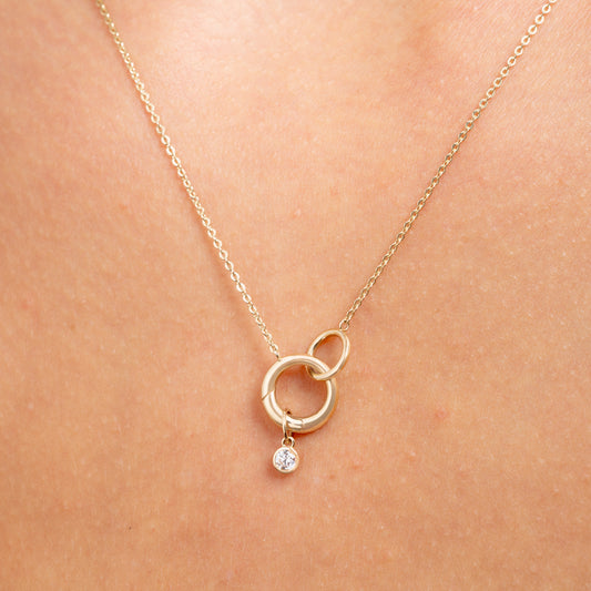 Le Marais Round Zirconia 14 karat gold charm - - Isabel Bernard