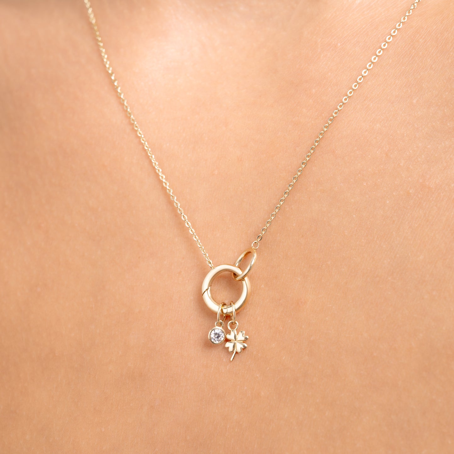 Le Marais Round Zirconia 14 karat gold charm - - Isabel Bernard