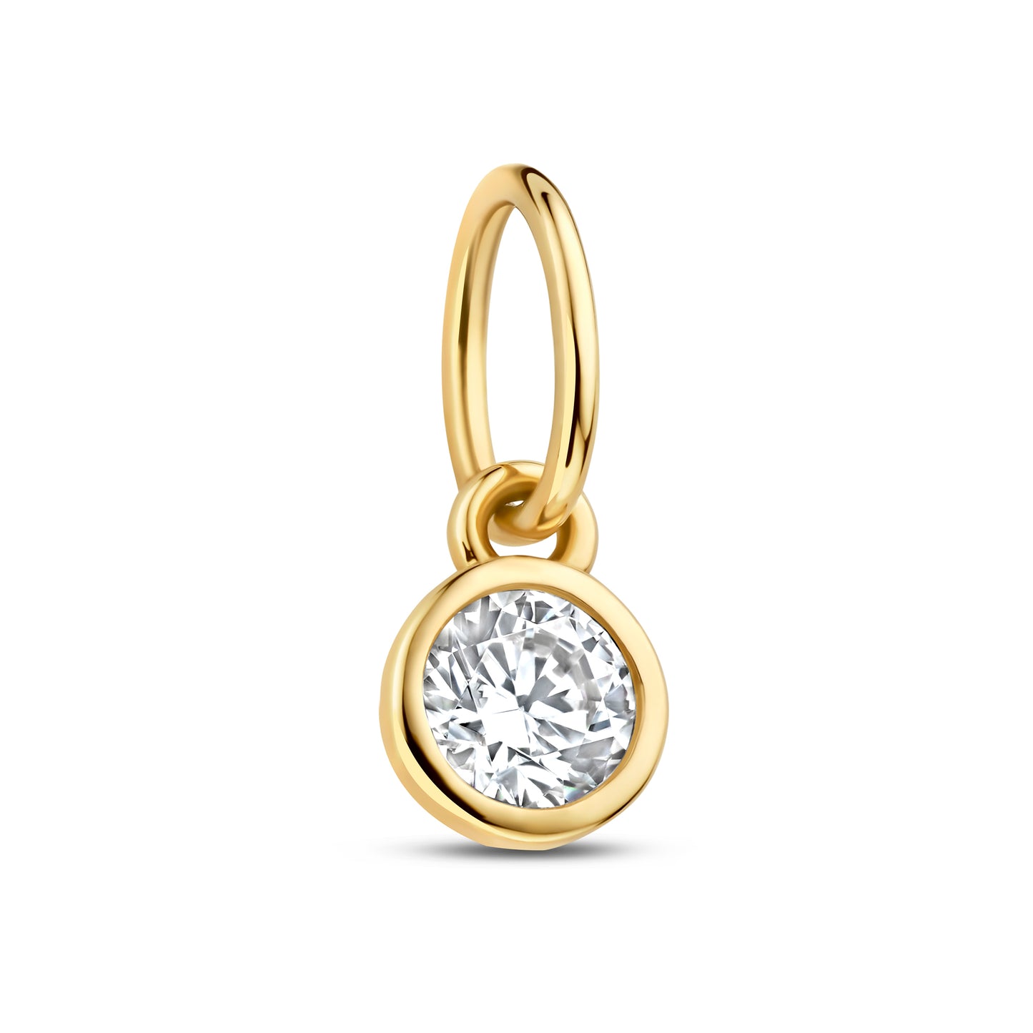 Le Marais Round Zirconia 14 karat gold charm - - Isabel Bernard