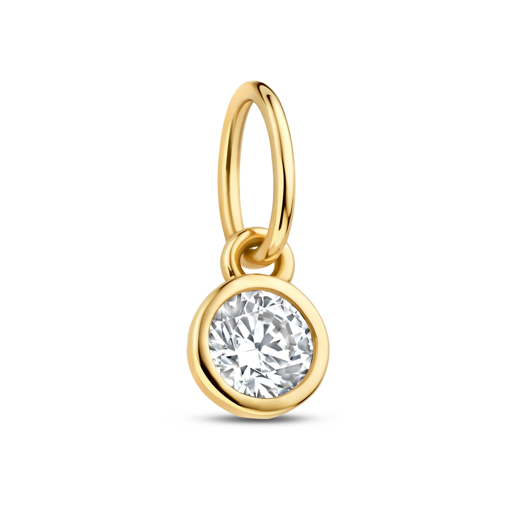 Le Marais Round Zirconia 14 karat gold charm - - Isabel Bernard
