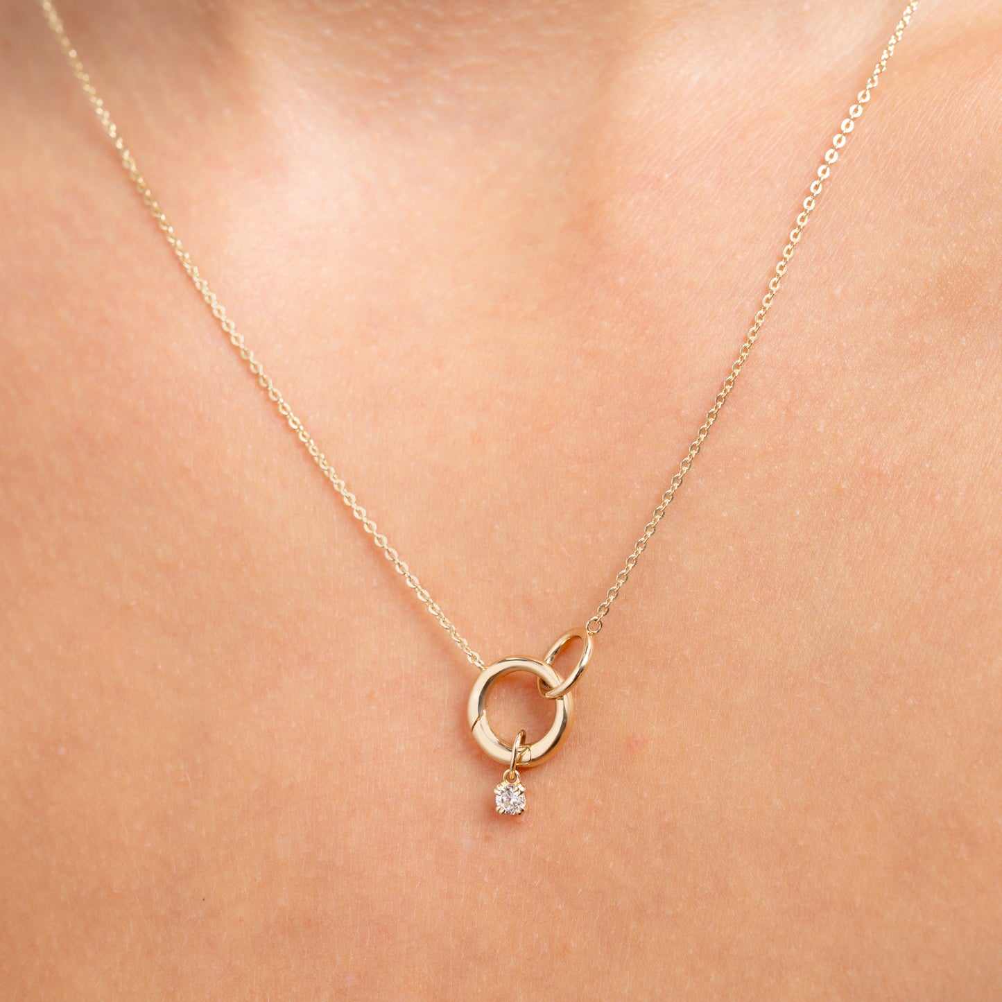 Le Marais Square Zirconia 14 karat gold charm - - Isabel Bernard